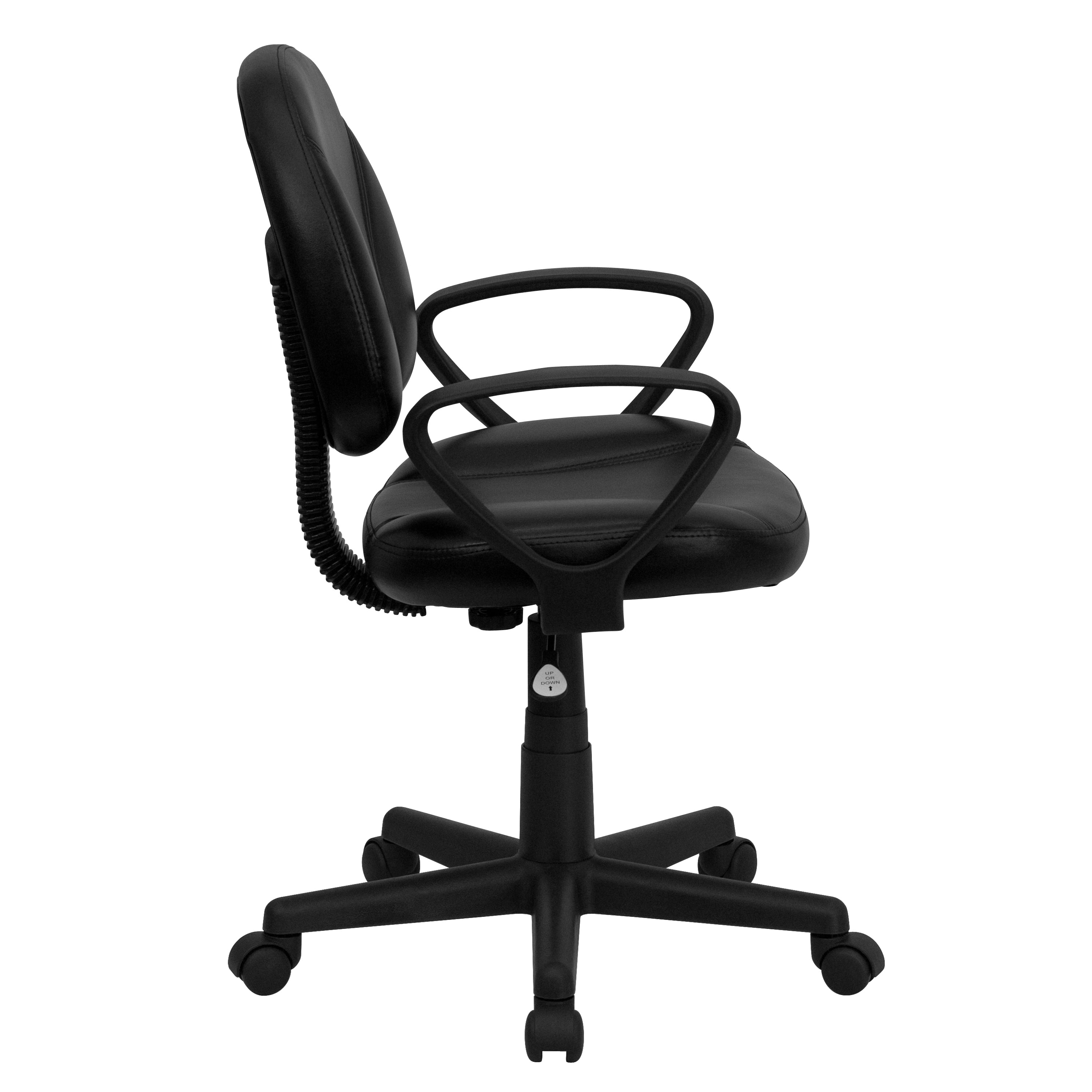 Ronald Mid-Back Black LeatherSoft Swivel Ergonomic Task Office Chair with Back Depth Adjustment and Arms