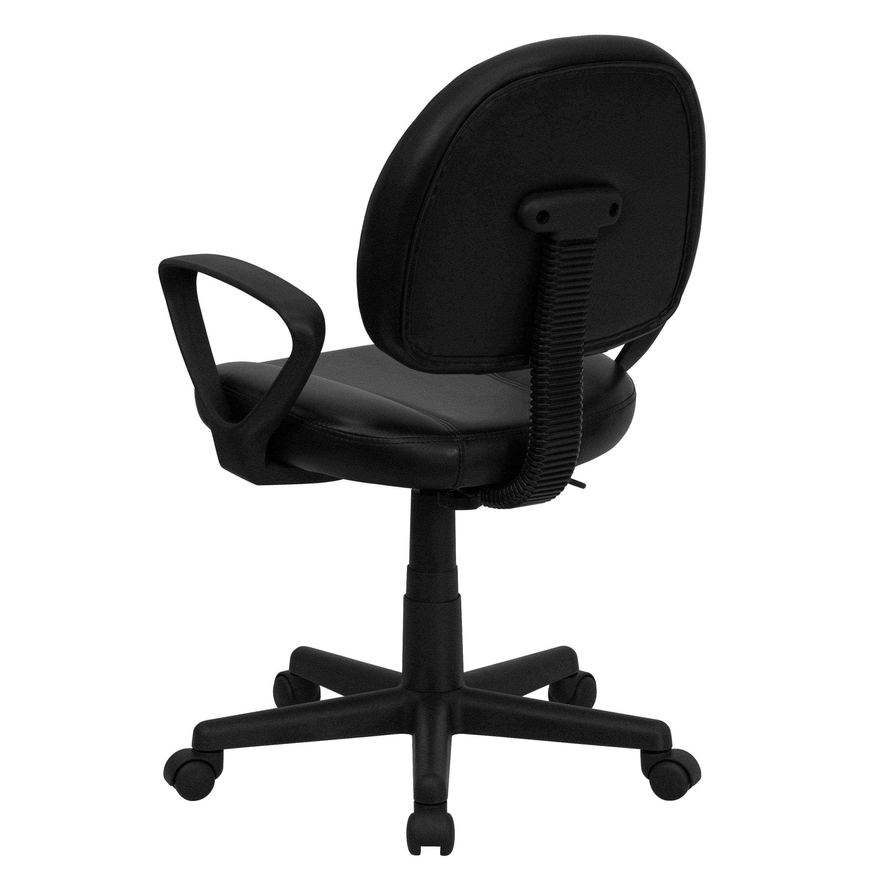 Ronald Mid-Back Black LeatherSoft Swivel Ergonomic Task Office Chair with Back Depth Adjustment and Arms