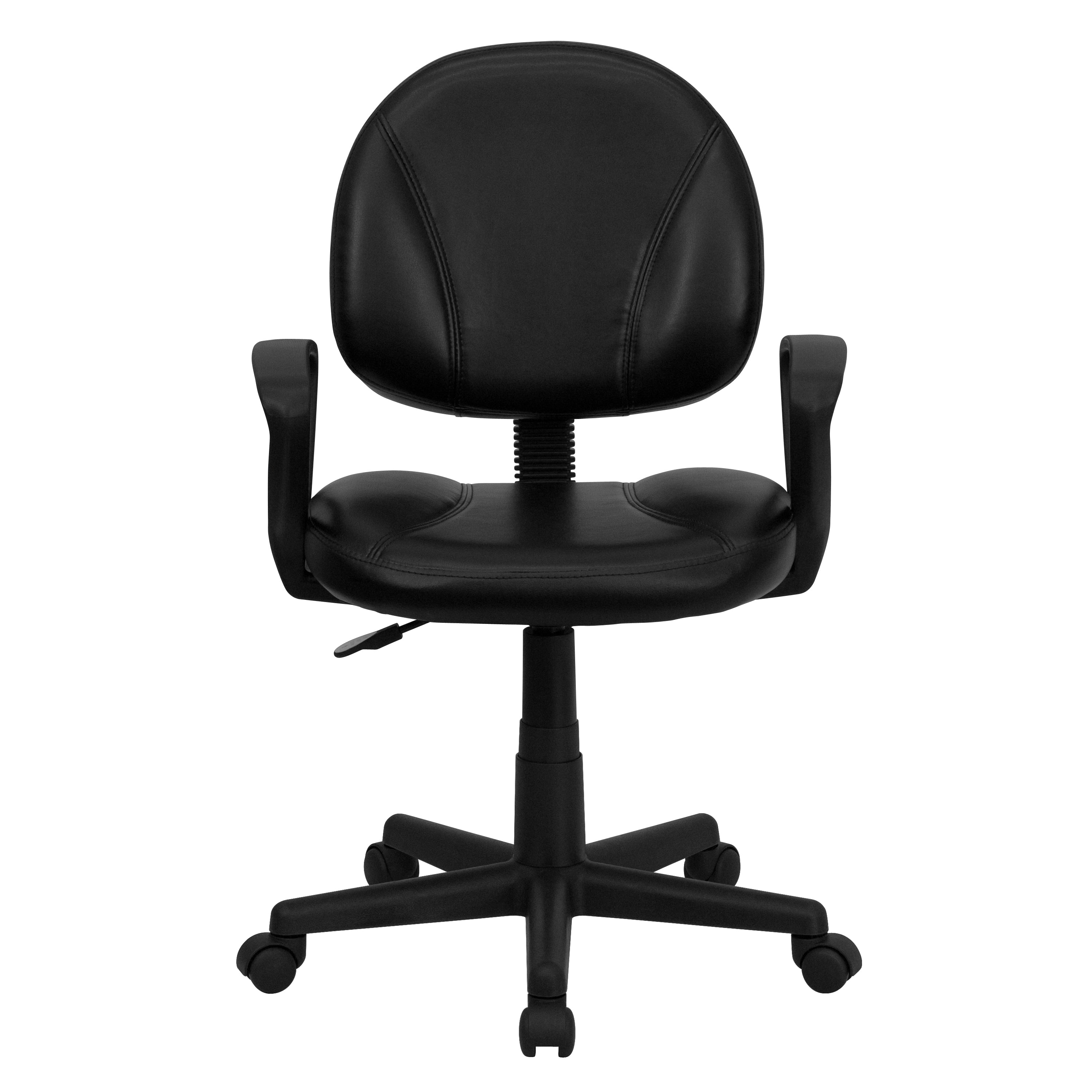 Ronald Mid-Back Black LeatherSoft Swivel Ergonomic Task Office Chair with Back Depth Adjustment and Arms