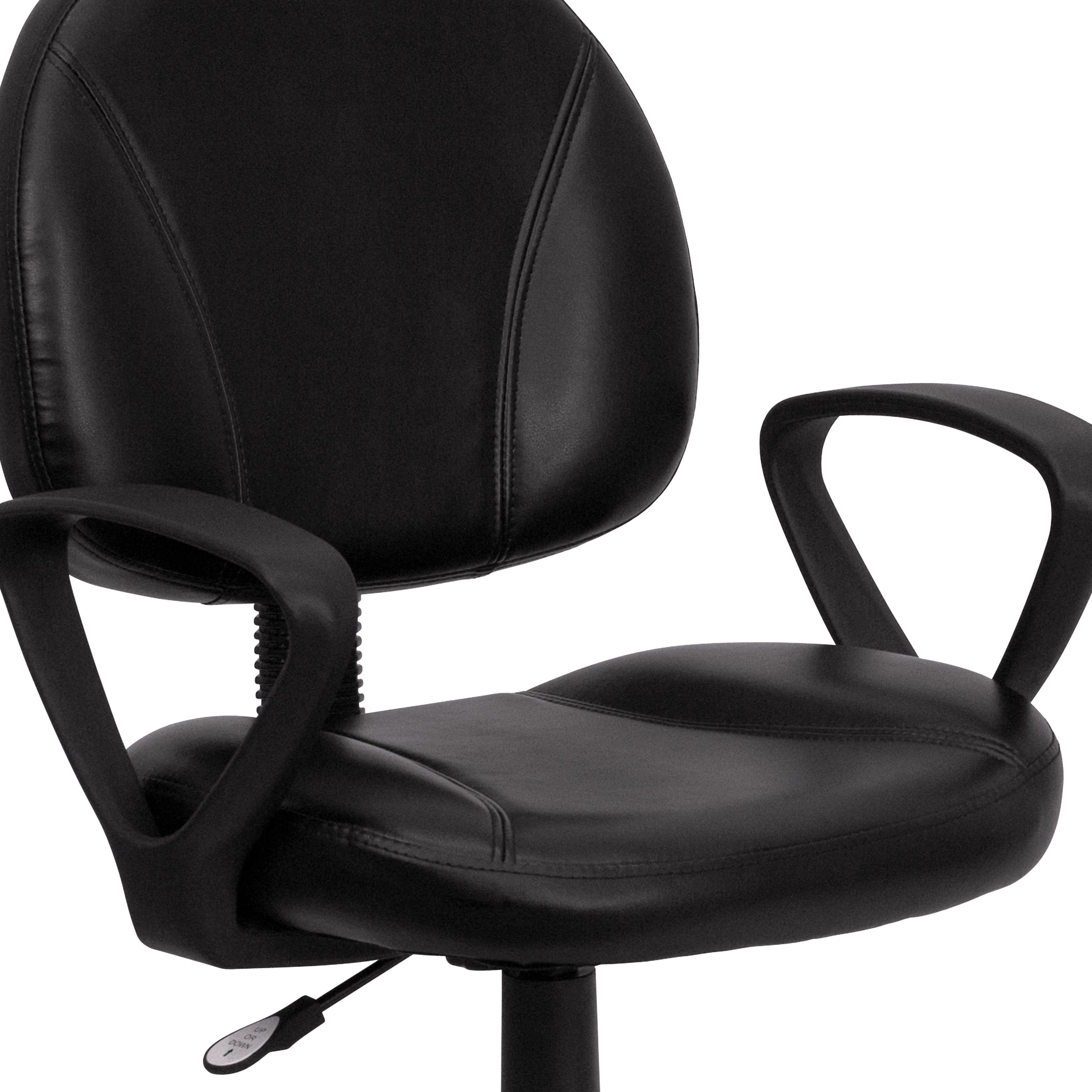Ronald Mid-Back Black LeatherSoft Swivel Ergonomic Task Office Chair with Back Depth Adjustment and Arms