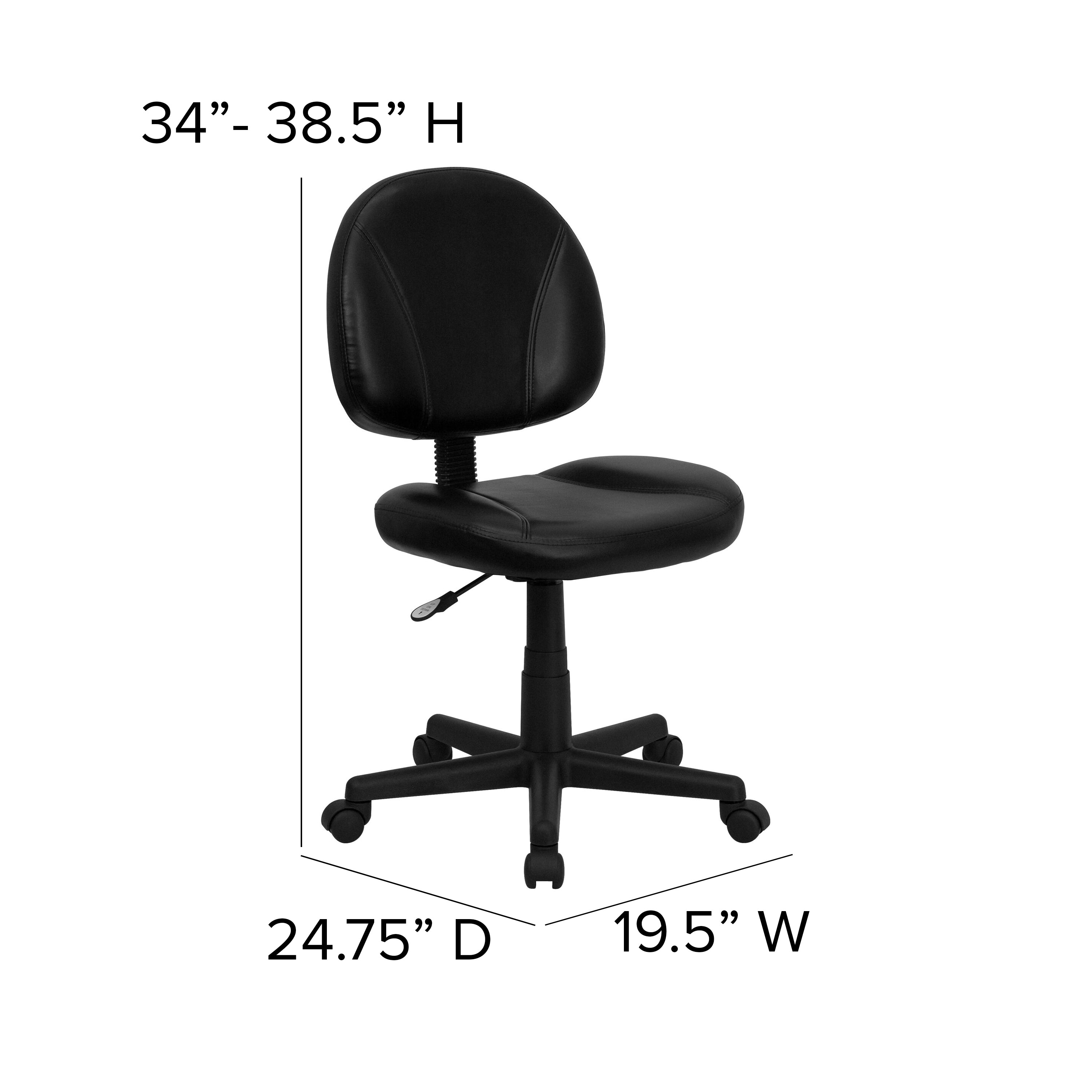 Ronald Mid-Back Black LeatherSoft Swivel Ergonomic Task Office Chair with Back Depth Adjustment
