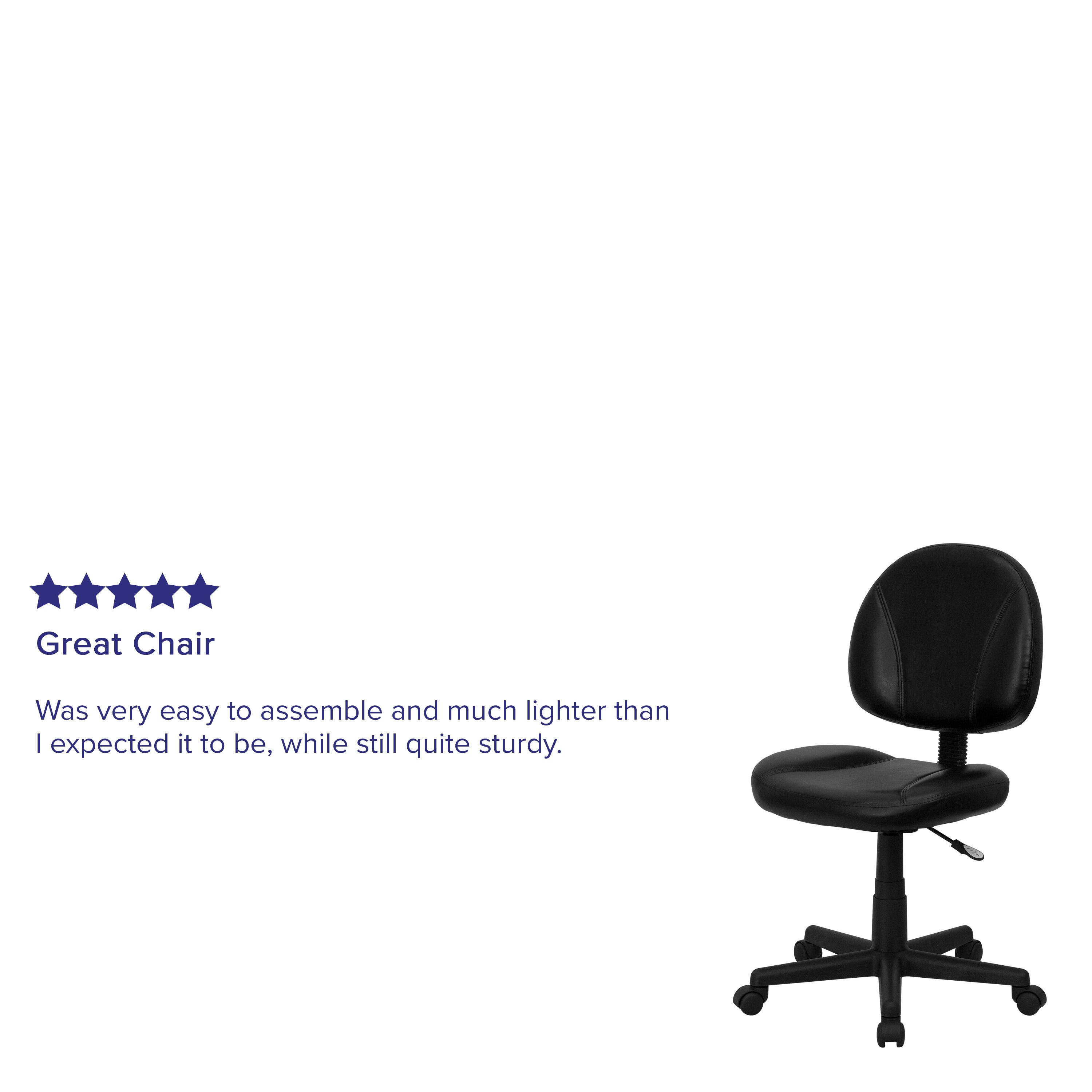 Ronald Mid-Back Black LeatherSoft Swivel Ergonomic Task Office Chair with Back Depth Adjustment