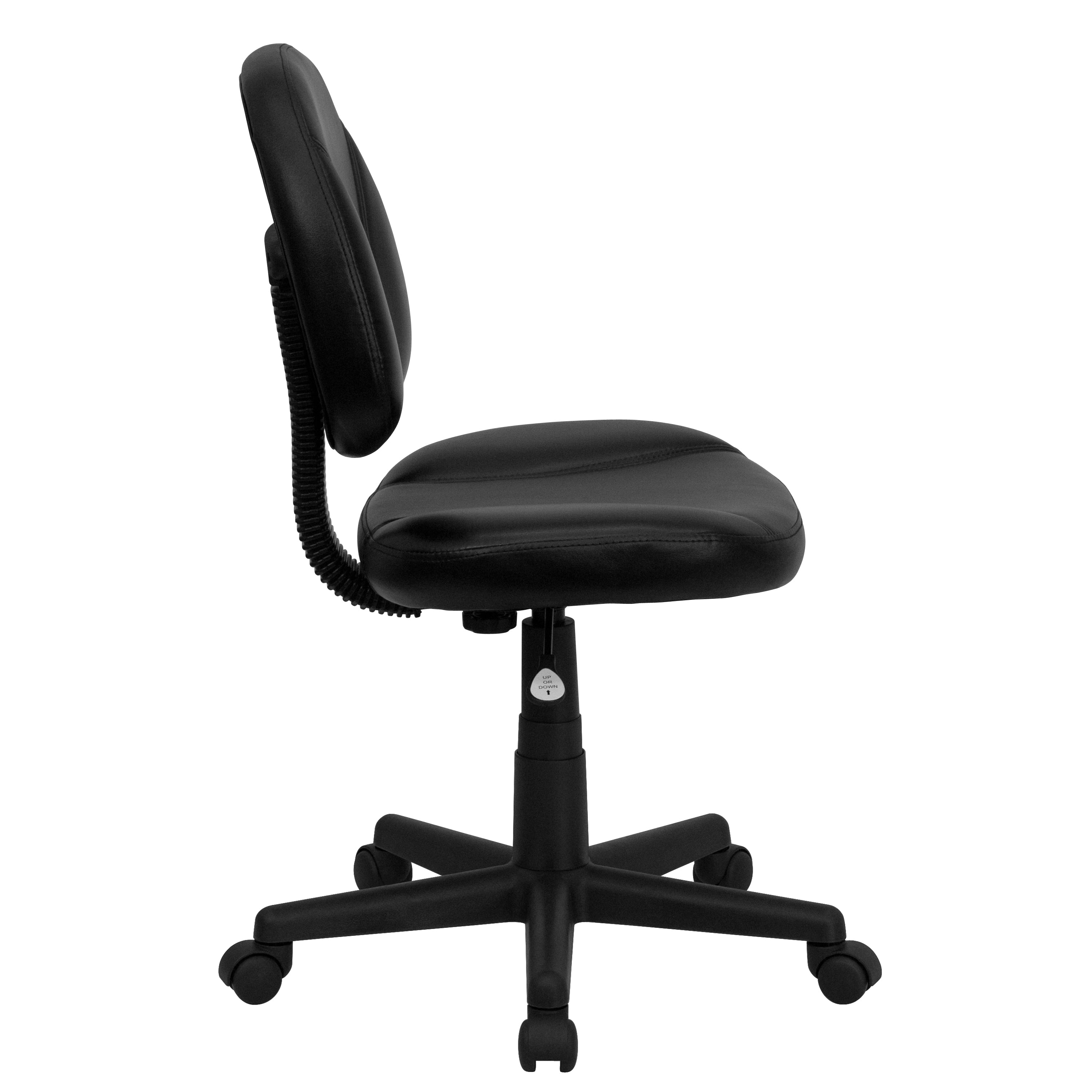 Ronald Mid-Back Black LeatherSoft Swivel Ergonomic Task Office Chair with Back Depth Adjustment