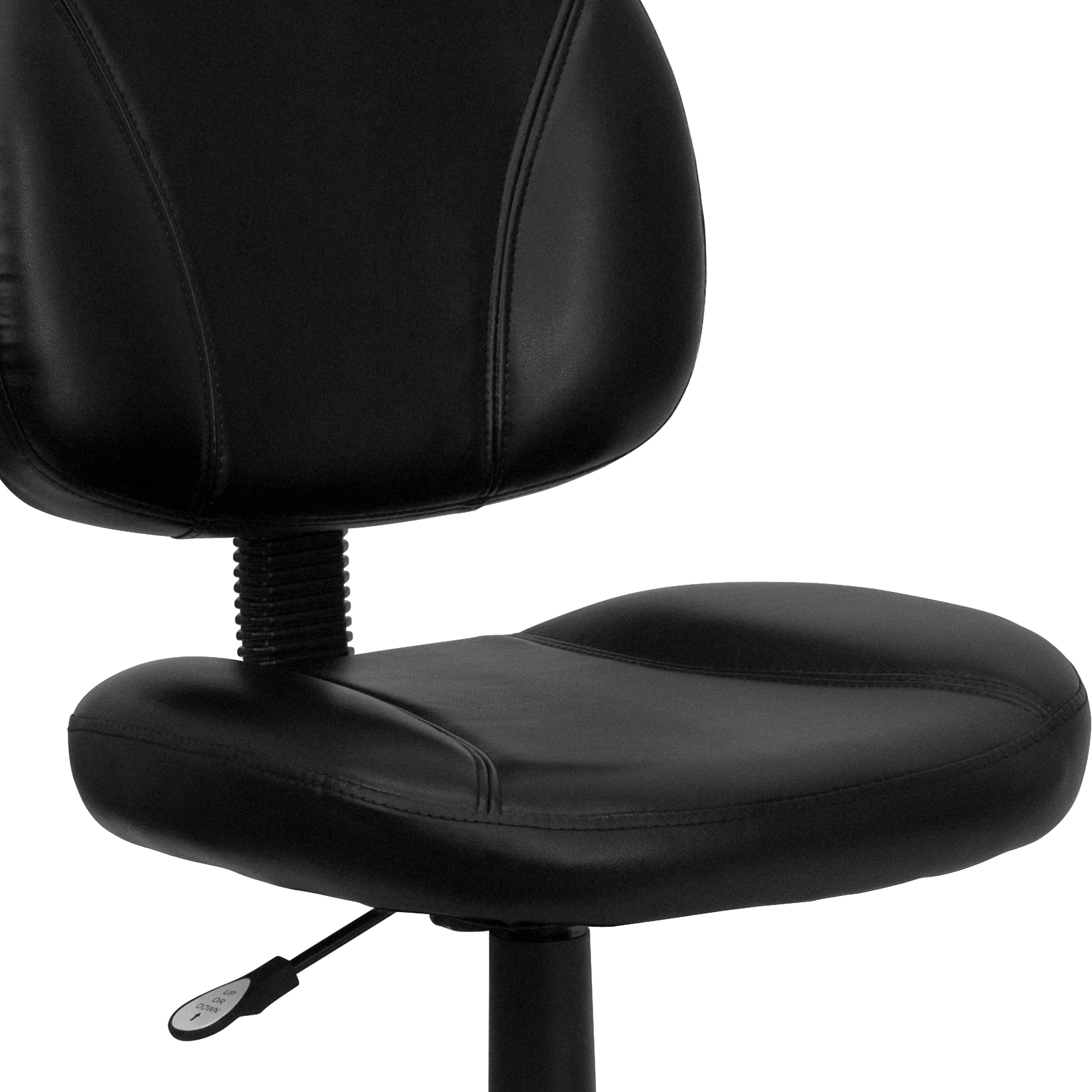 Ronald Mid-Back Black LeatherSoft Swivel Ergonomic Task Office Chair with Back Depth Adjustment