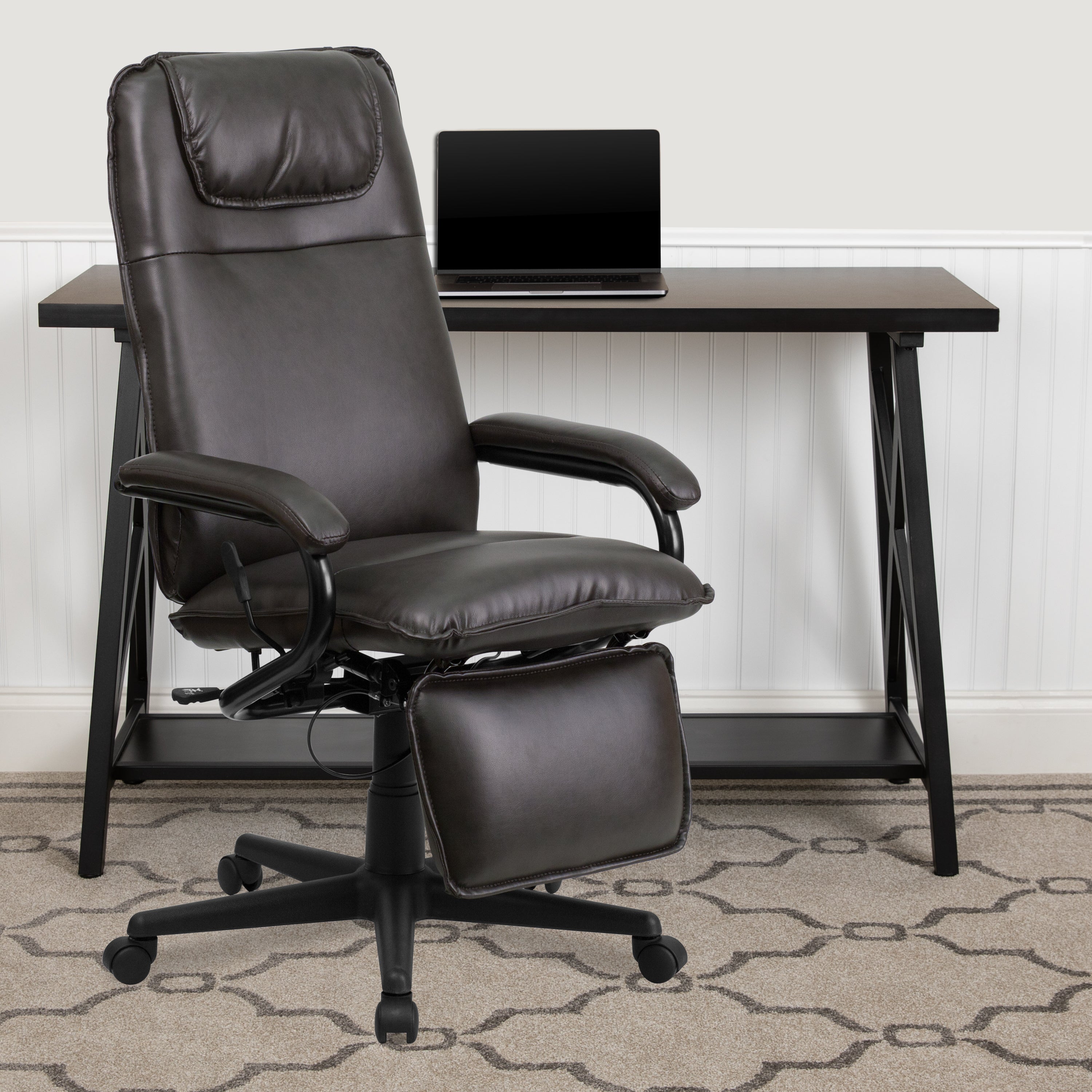 Robert High Back Brown LeatherSoft Executive Reclining Ergonomic Swivel Office Chair with Arms
