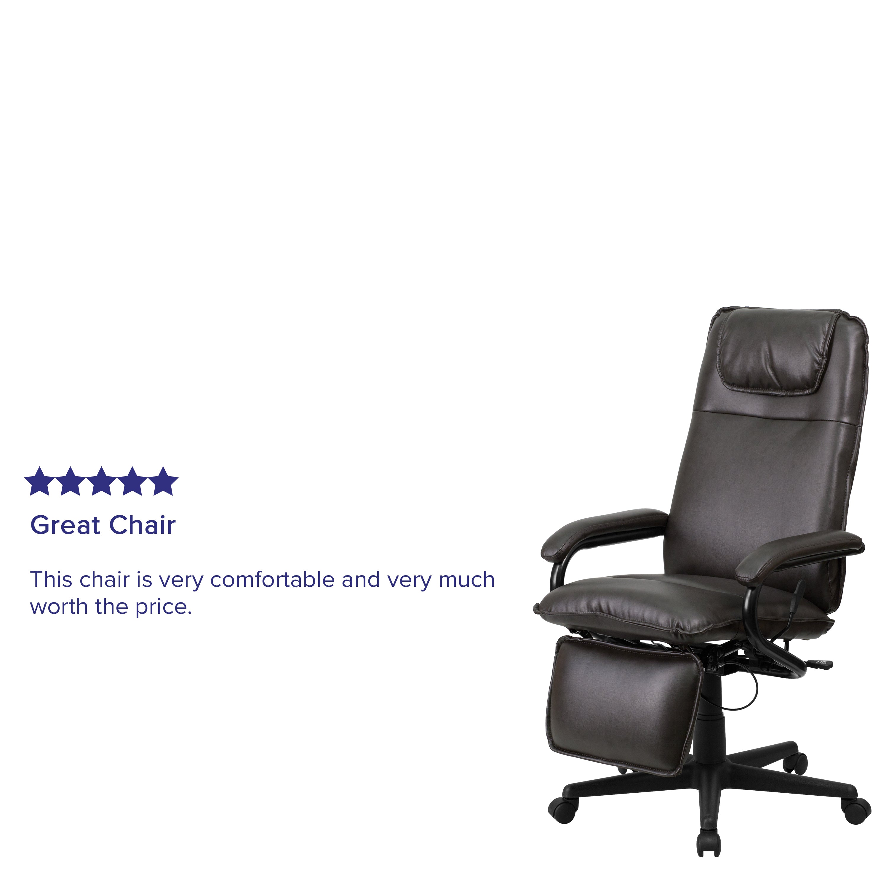 Robert High Back Brown LeatherSoft Executive Reclining Ergonomic Swivel Office Chair with Arms