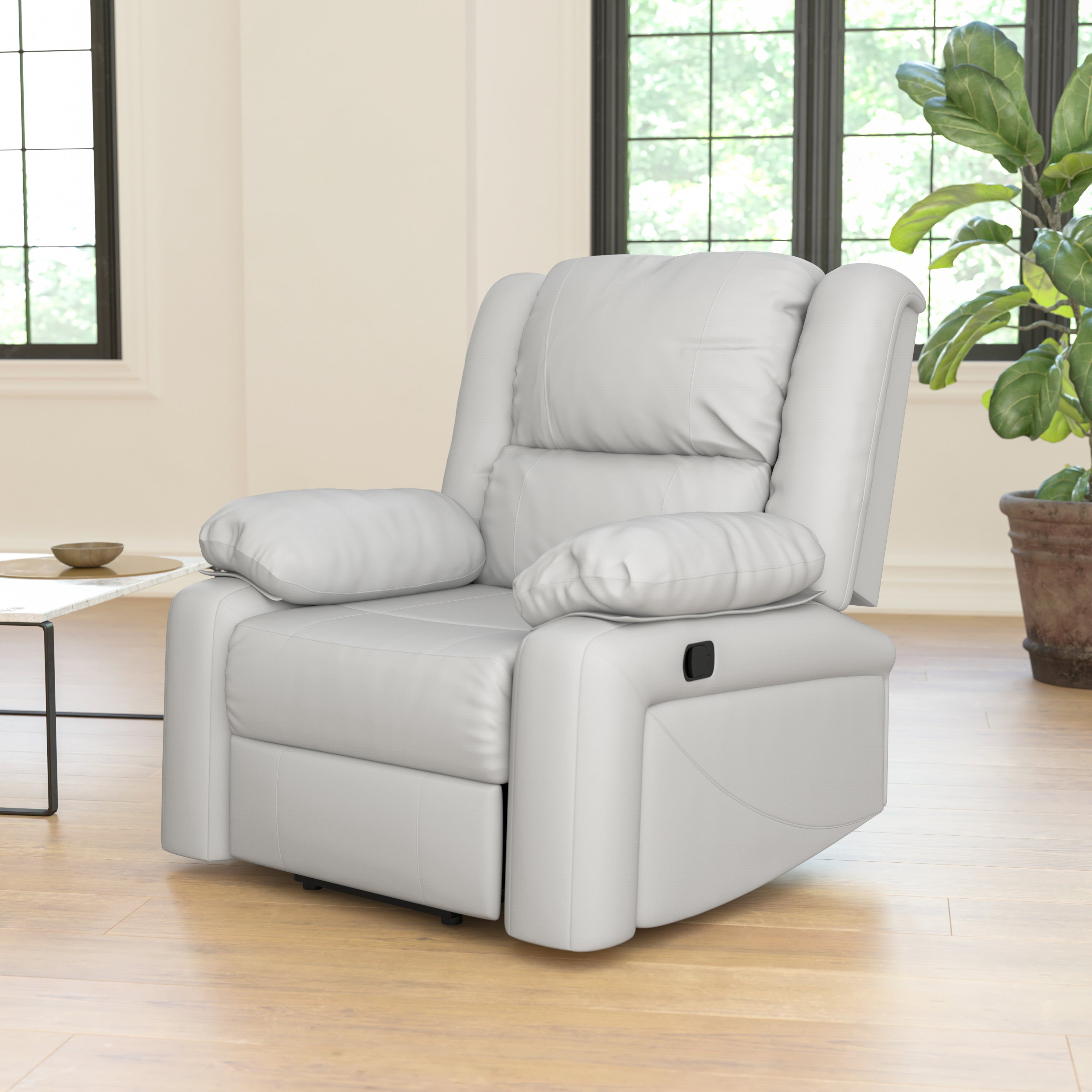 Harmony Series Cream LeatherSoft Recliner