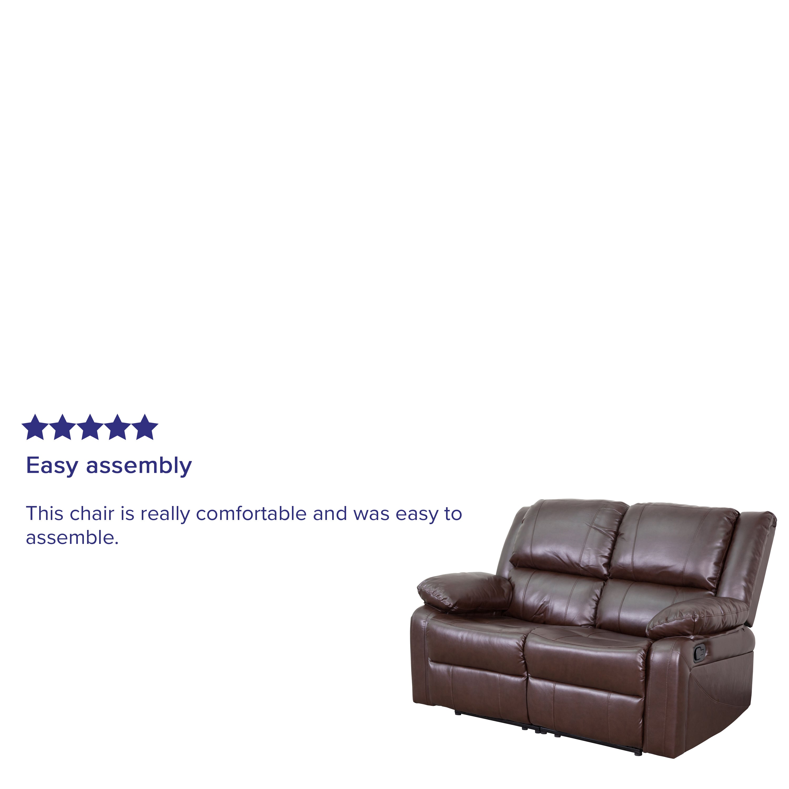Harmony Series Brown LeatherSoft Loveseat with Two Built-In Recliners