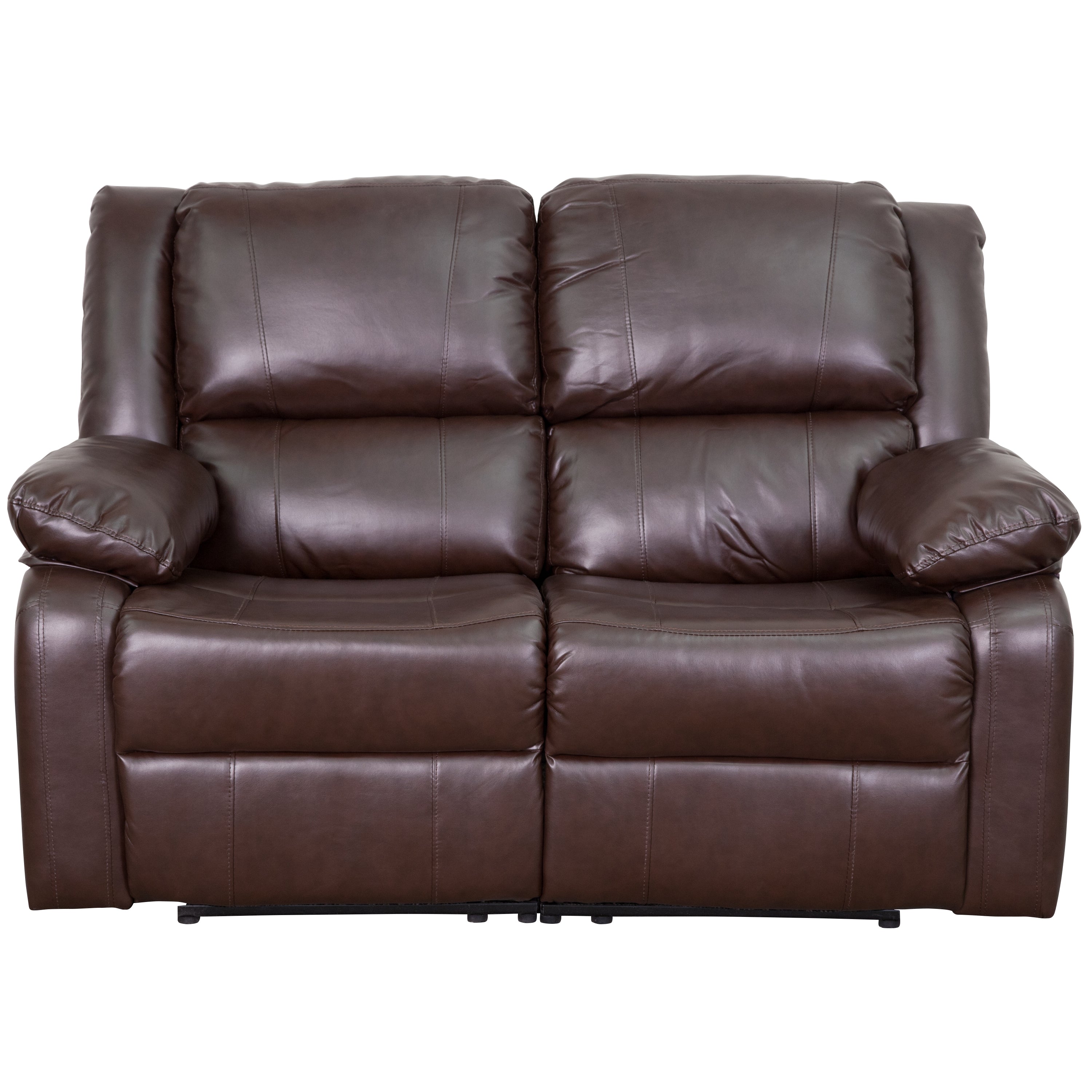 Harmony Series Brown LeatherSoft Loveseat with Two Built-In Recliners