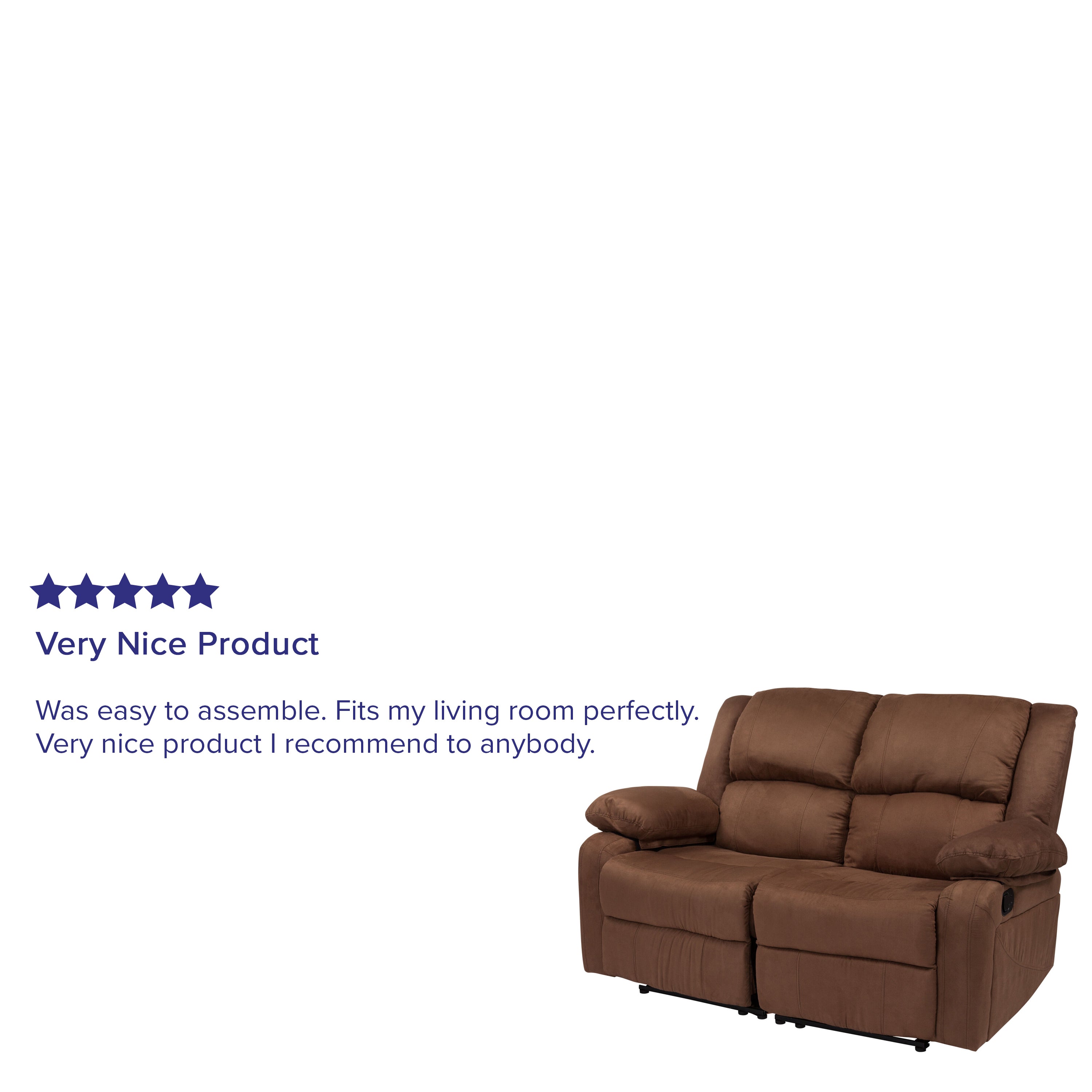 Harmony Series Chocolate Brown Microfiber Loveseat with Two Built-In Recliners