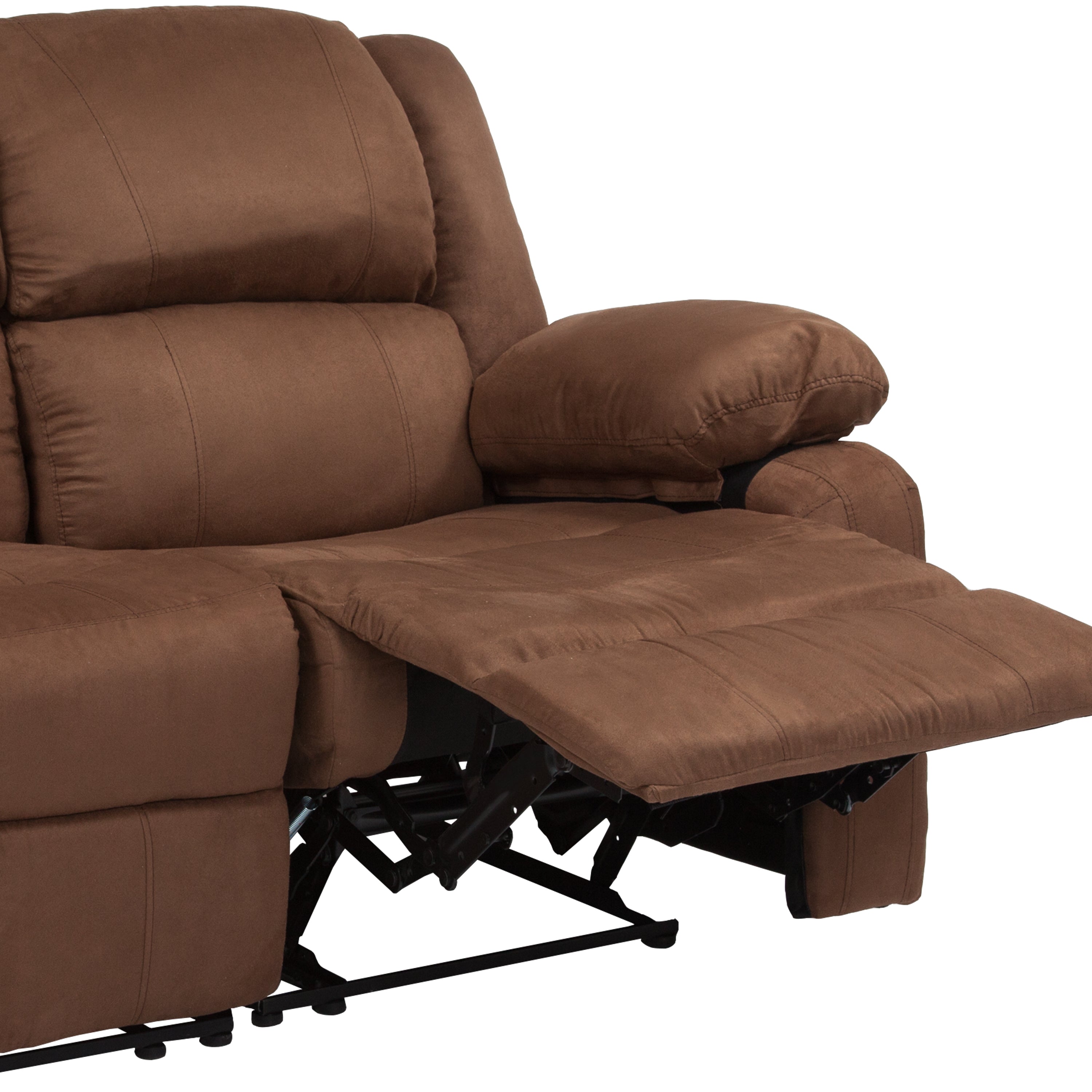 Harmony Series Chocolate Brown Microfiber Loveseat with Two Built-In Recliners