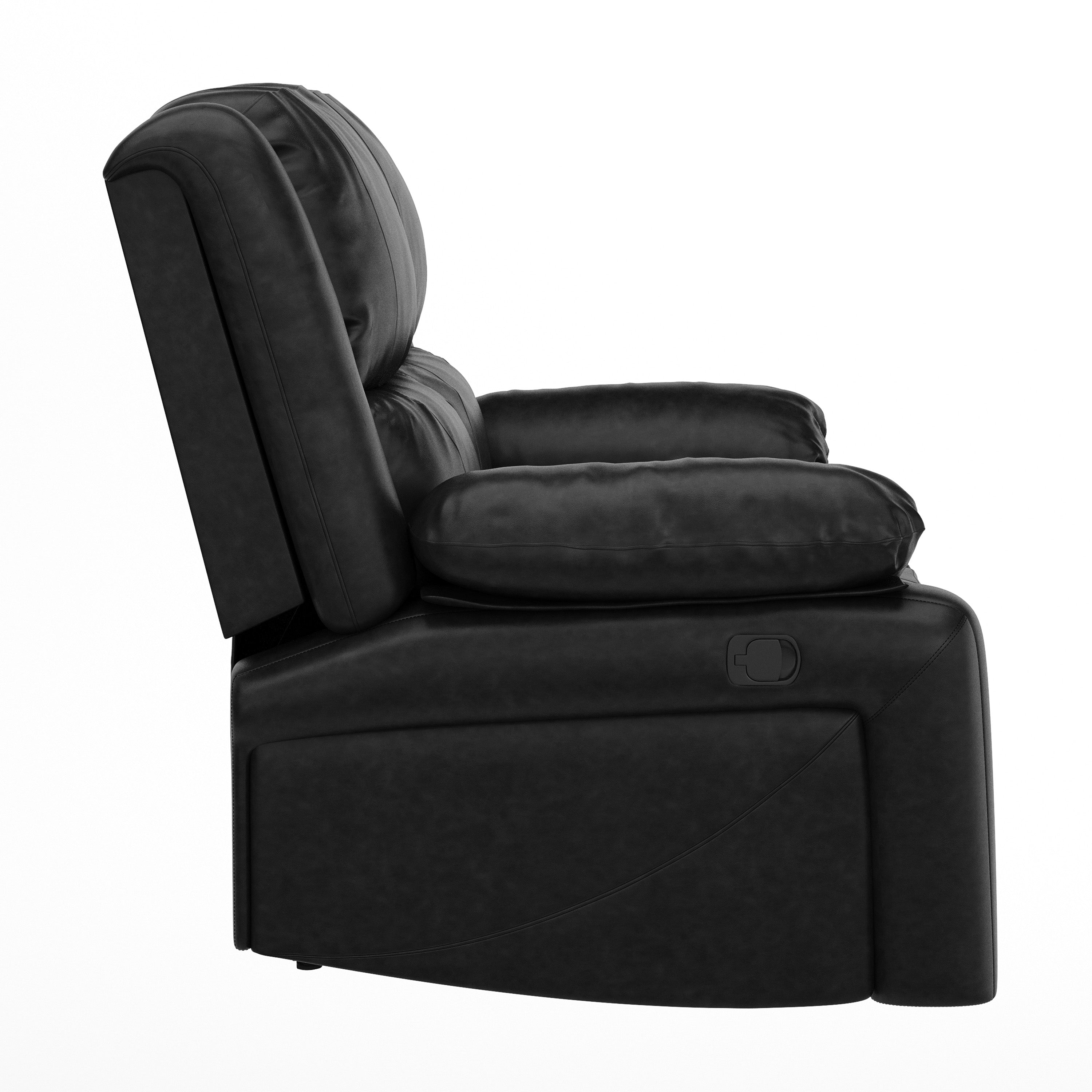 Harmony Series Black LeatherSoft Loveseat with Two Built-In Recliners