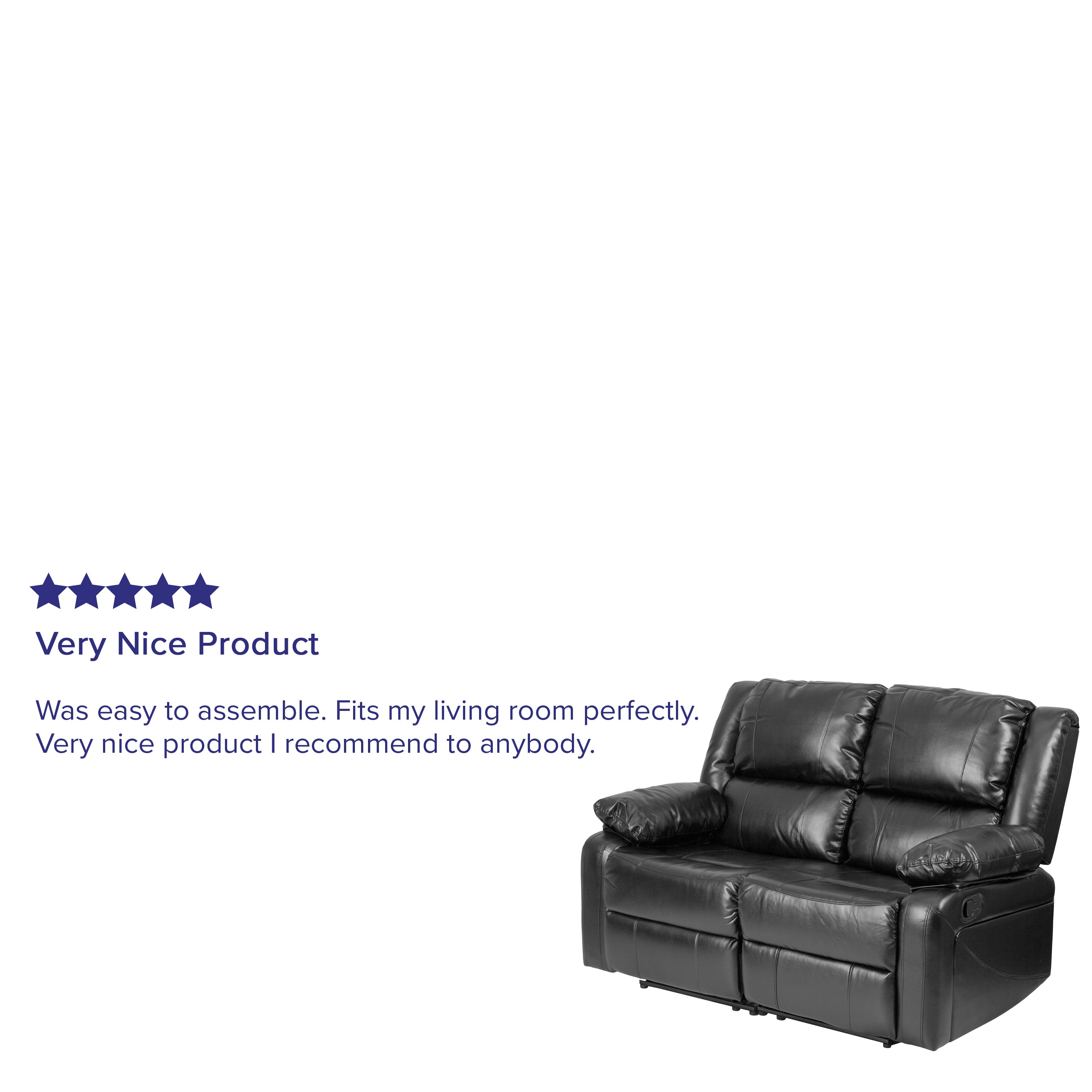 Harmony Series Black LeatherSoft Loveseat with Two Built-In Recliners