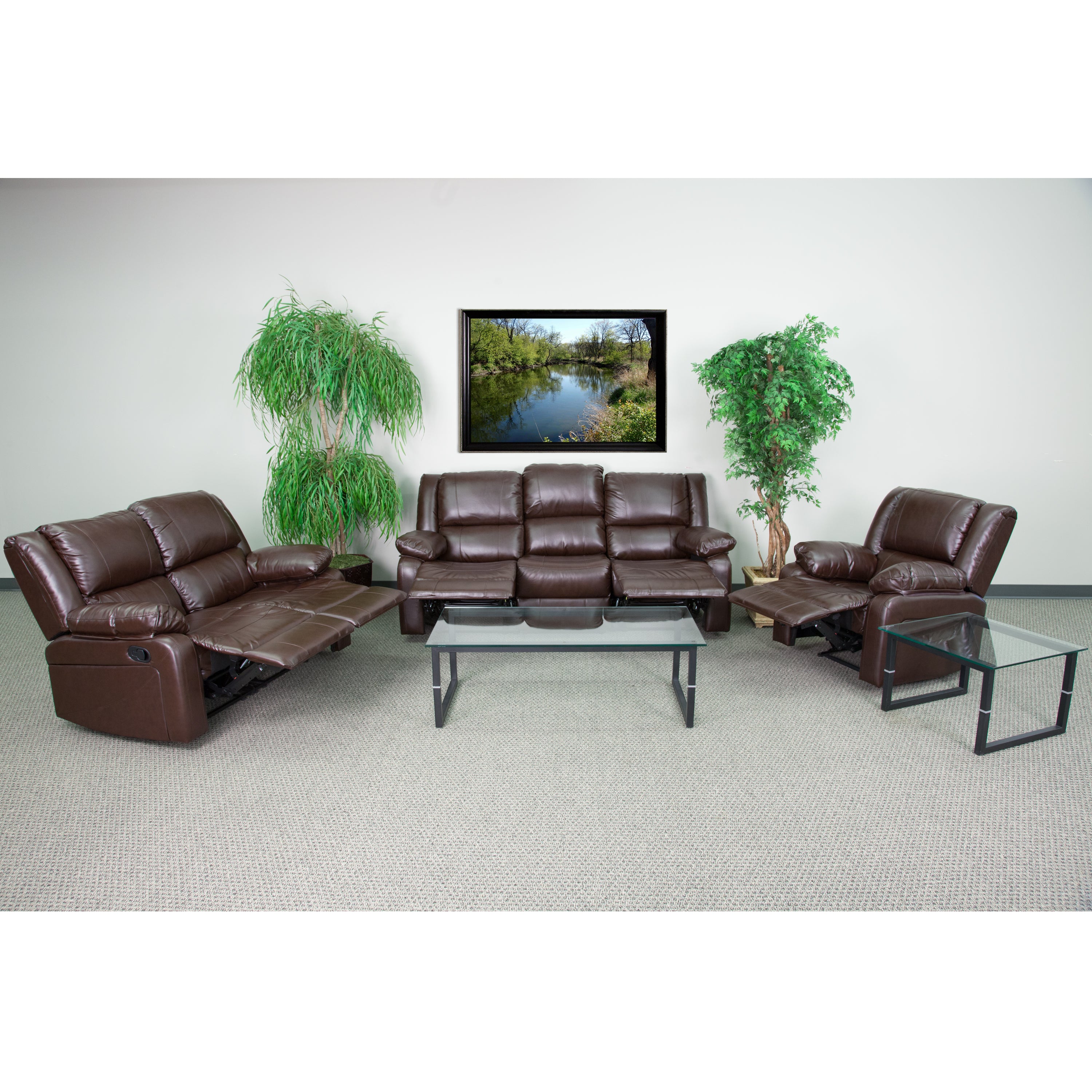 Harmony Series Brown LeatherSoft Reclining Sofa Set