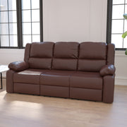 Harmony Series Brown LeatherSoft Sofa with Two Built-In Recliners