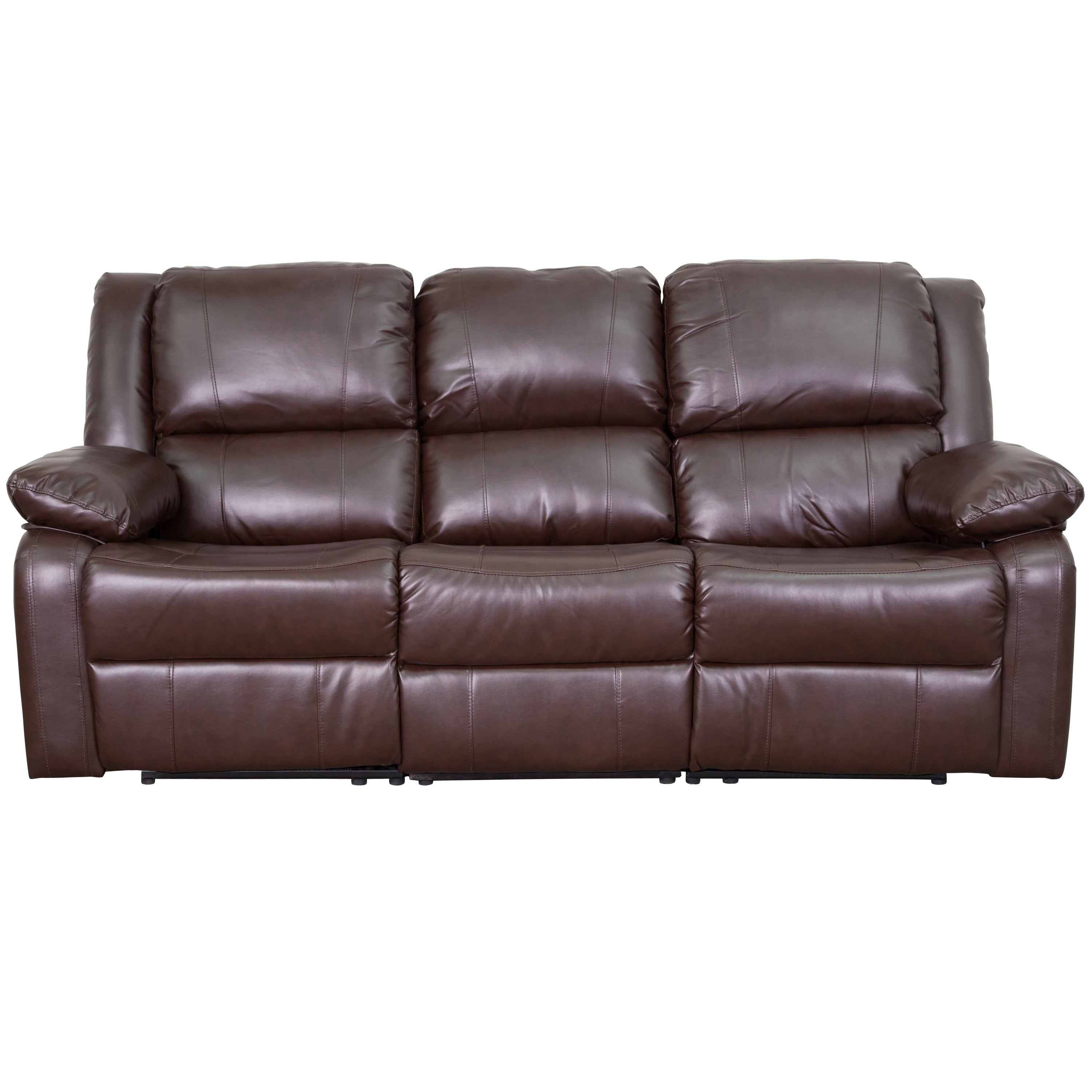 Harmony Series Brown LeatherSoft Sofa with Two Built-In Recliners