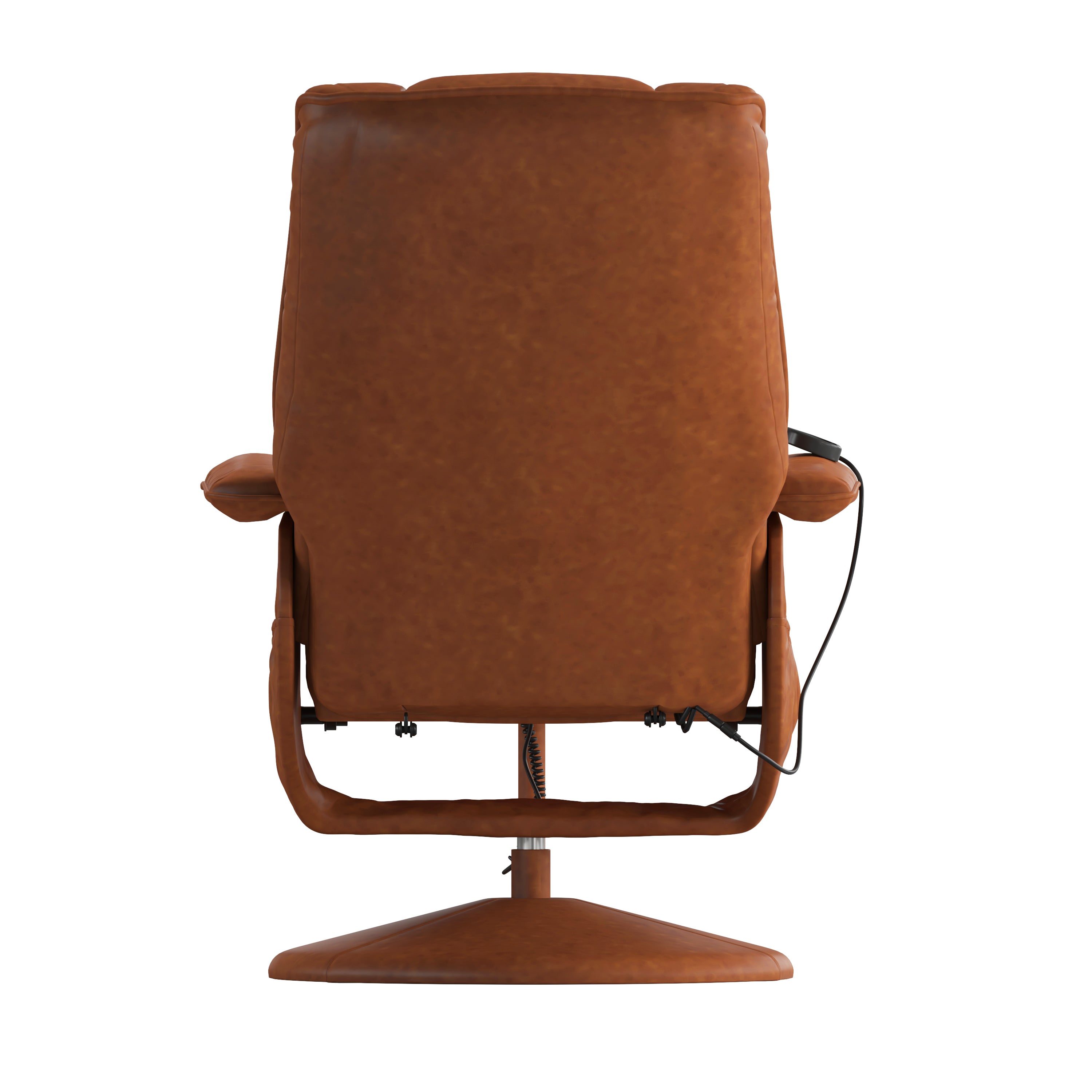 Hall Massaging Heat Controlled Adjustable Recliner and Ottoman with Wrapped Base in Brown LeatherSoft