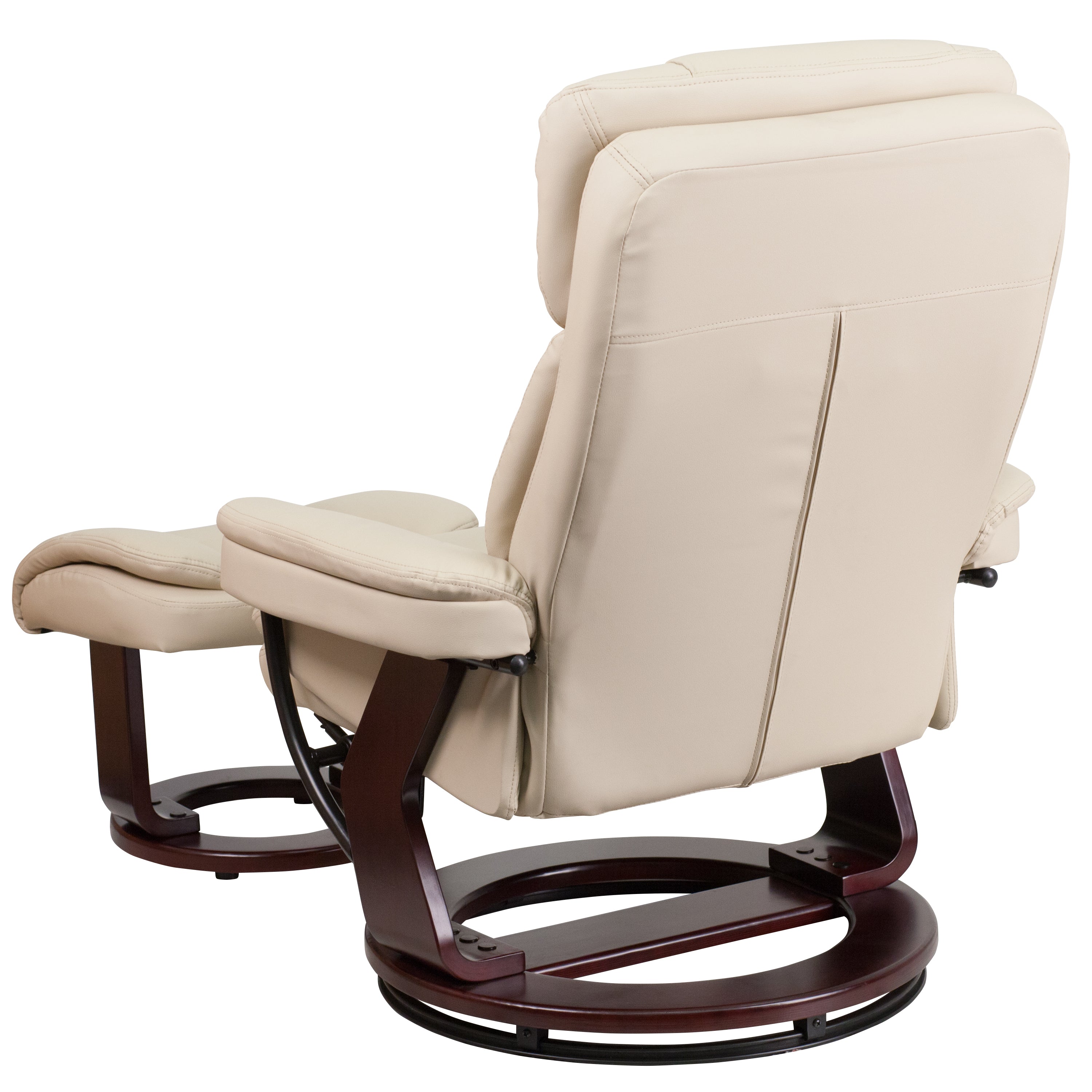 Allie Recliner Chair with Ottoman | Beige LeatherSoft Swivel Recliner Chair with Ottoman Footrest
