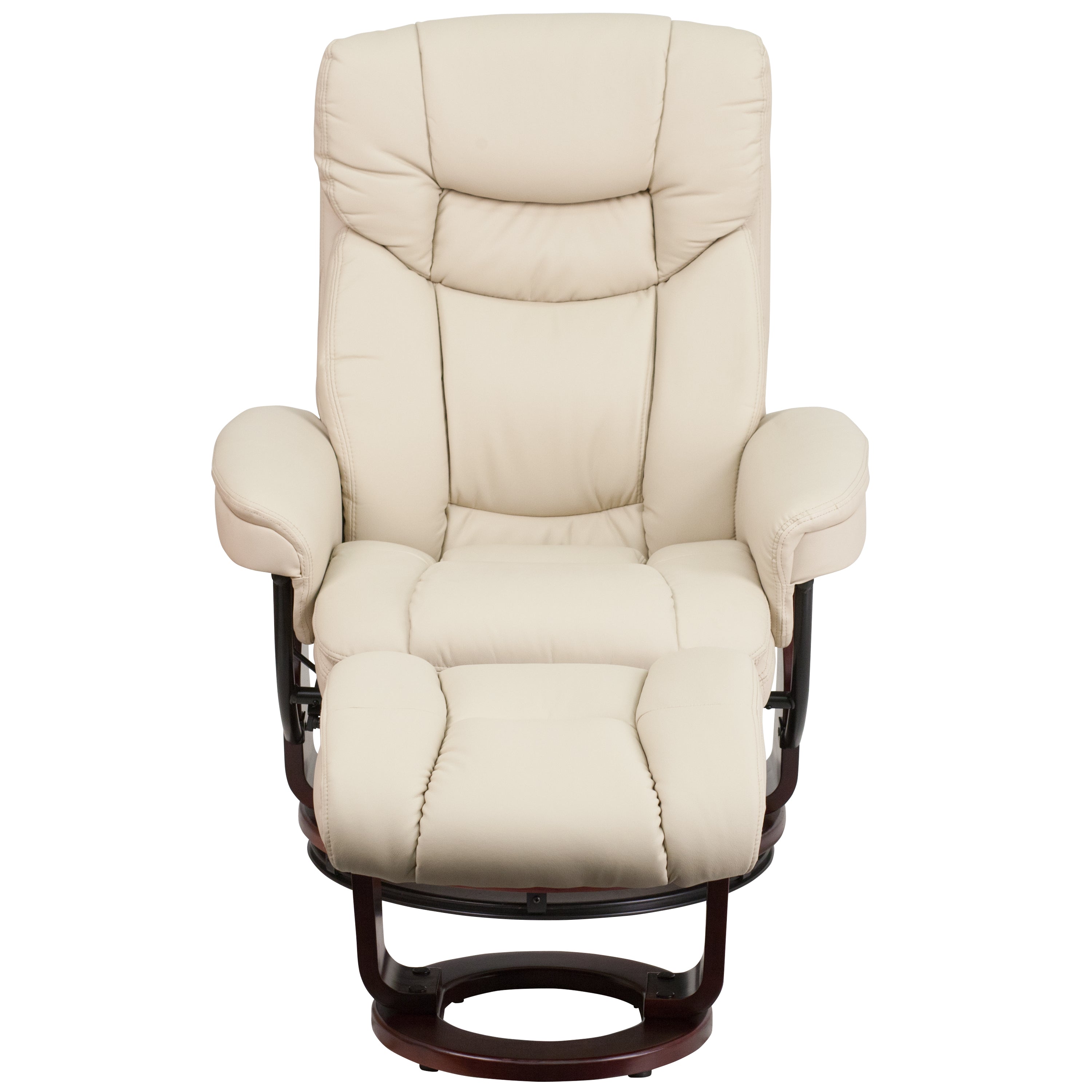 Allie Recliner Chair with Ottoman | Beige LeatherSoft Swivel Recliner Chair with Ottoman Footrest