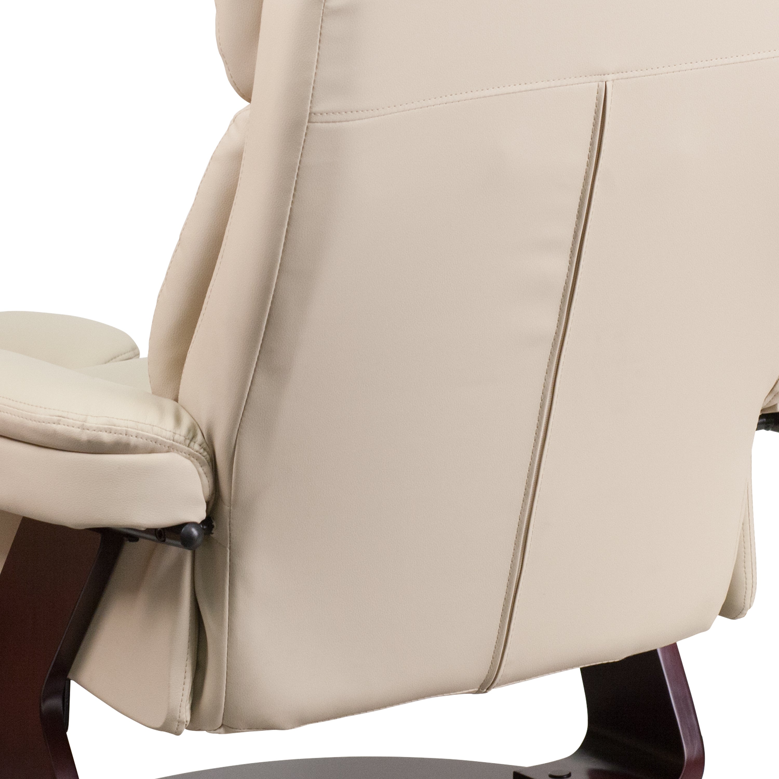 Allie Recliner Chair with Ottoman | Beige LeatherSoft Swivel Recliner Chair with Ottoman Footrest