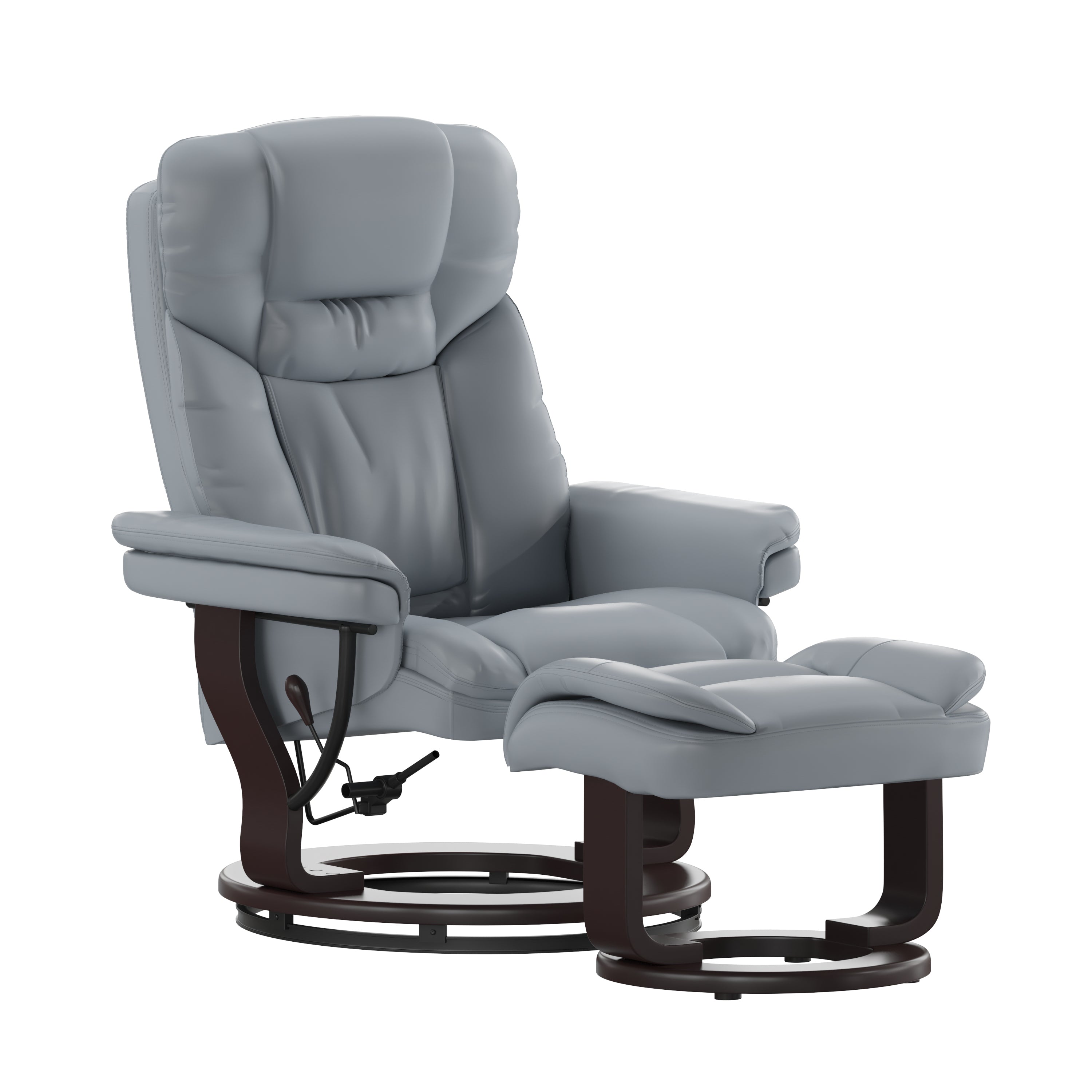 Allie Recliner Chair with Ottoman | Gray LeatherSoft Swivel Recliner Chair with Ottoman Footrest