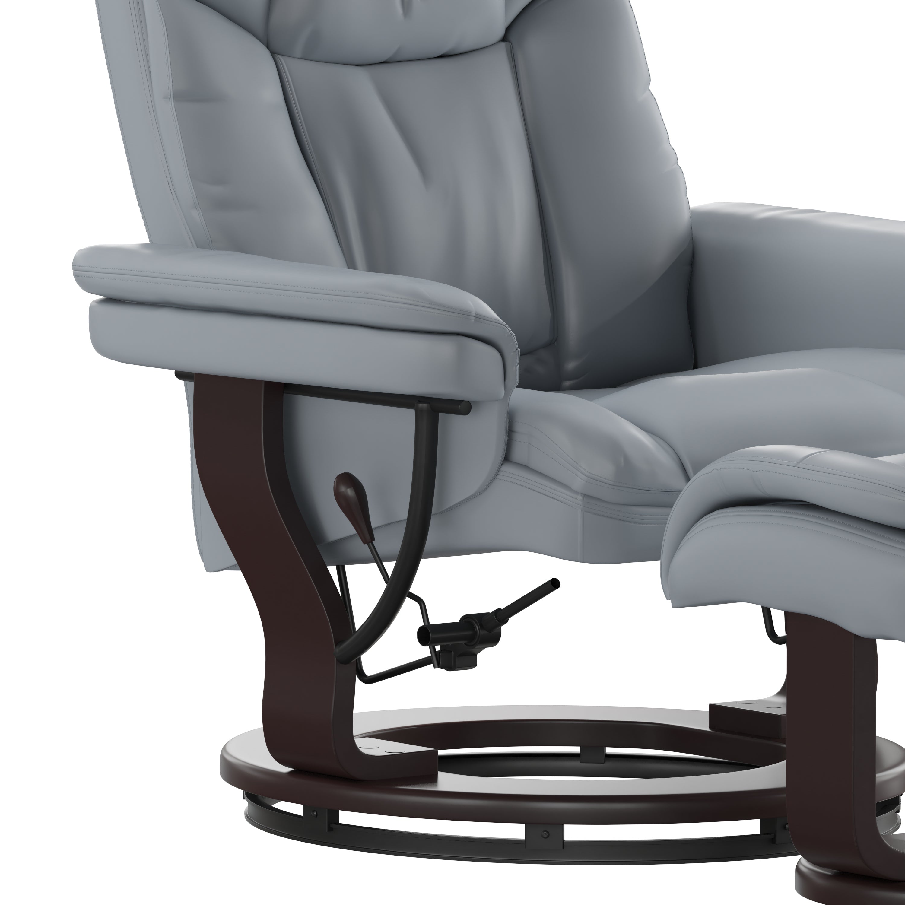 Allie Recliner Chair with Ottoman | Gray LeatherSoft Swivel Recliner Chair with Ottoman Footrest
