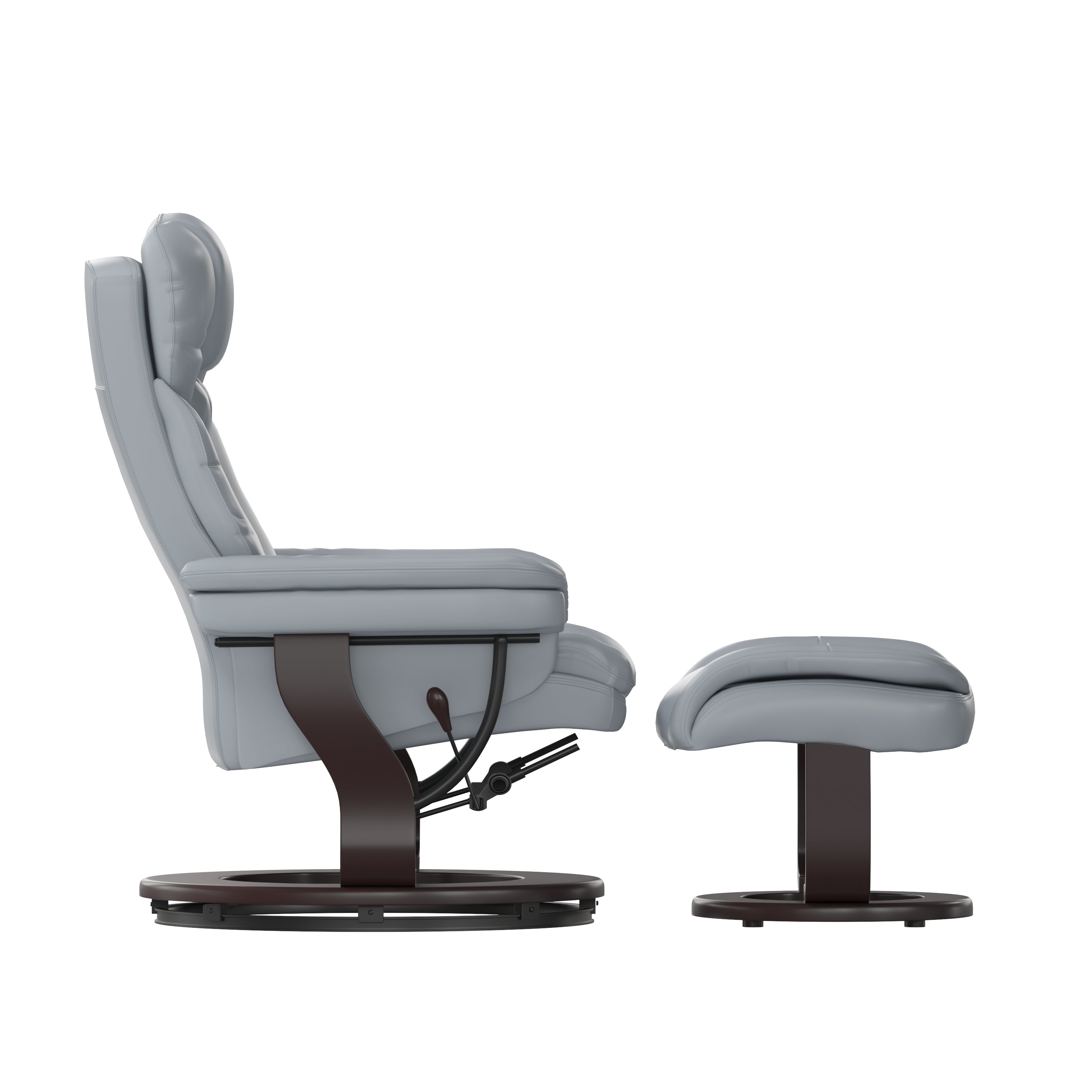 Allie Recliner Chair with Ottoman | Gray LeatherSoft Swivel Recliner Chair with Ottoman Footrest