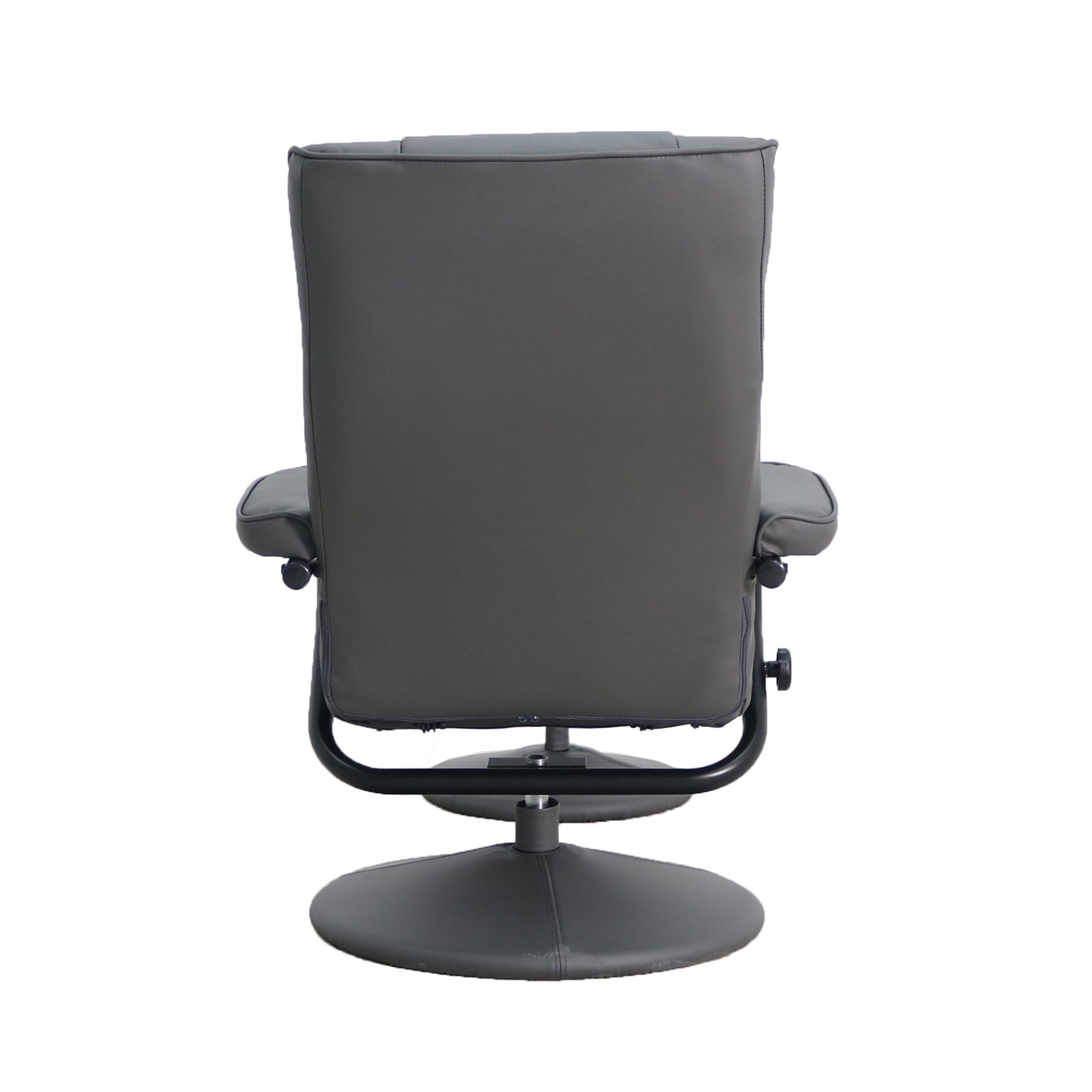 Rachel Contemporary Multi-Position Recliner and Ottoman with Wrapped Base in Gray LeatherSoft