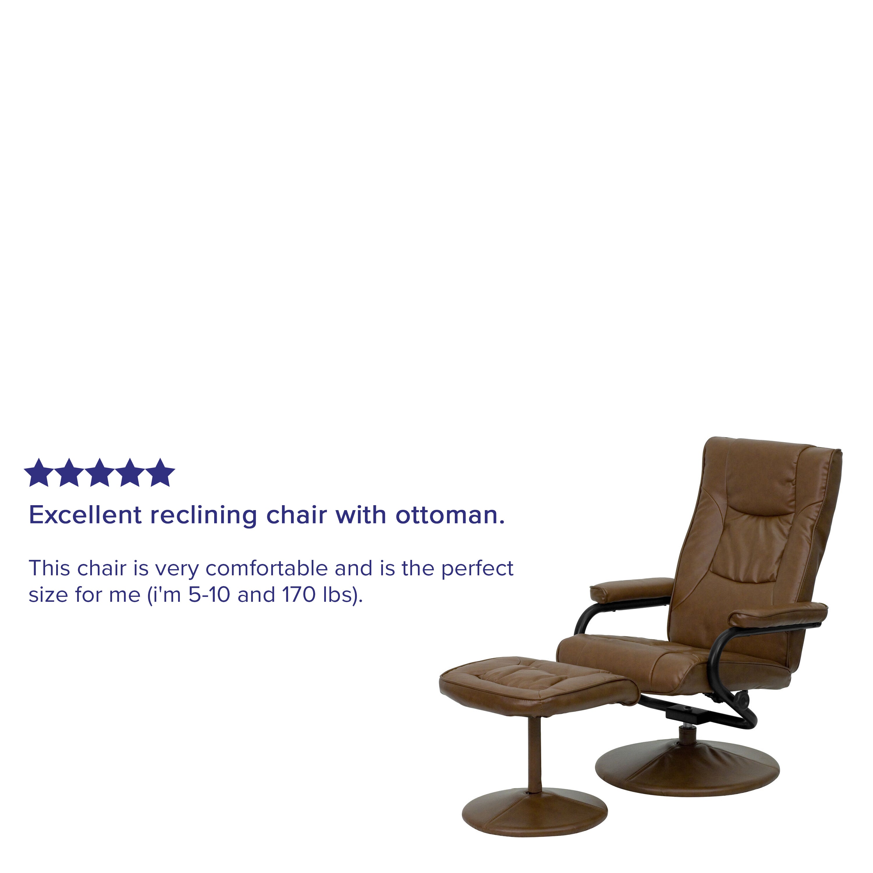 Rachel Contemporary Multi-Position Recliner and Ottoman with Wrapped Base in Palimino LeatherSoft