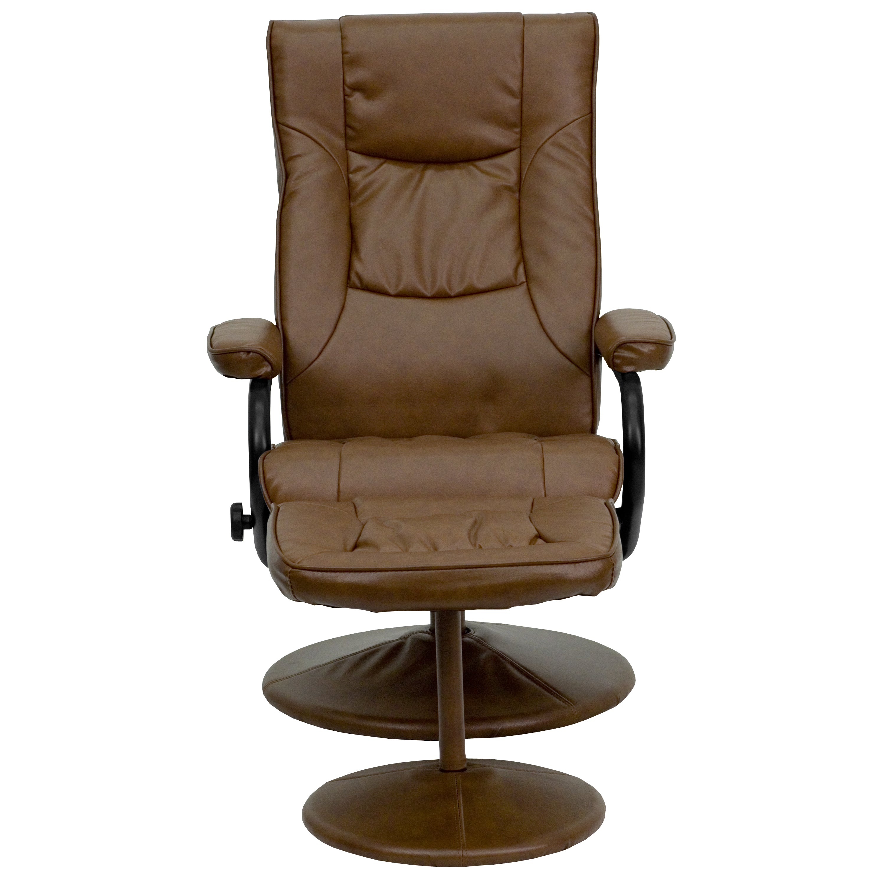 Rachel Contemporary Multi-Position Recliner and Ottoman with Wrapped Base in Palimino LeatherSoft