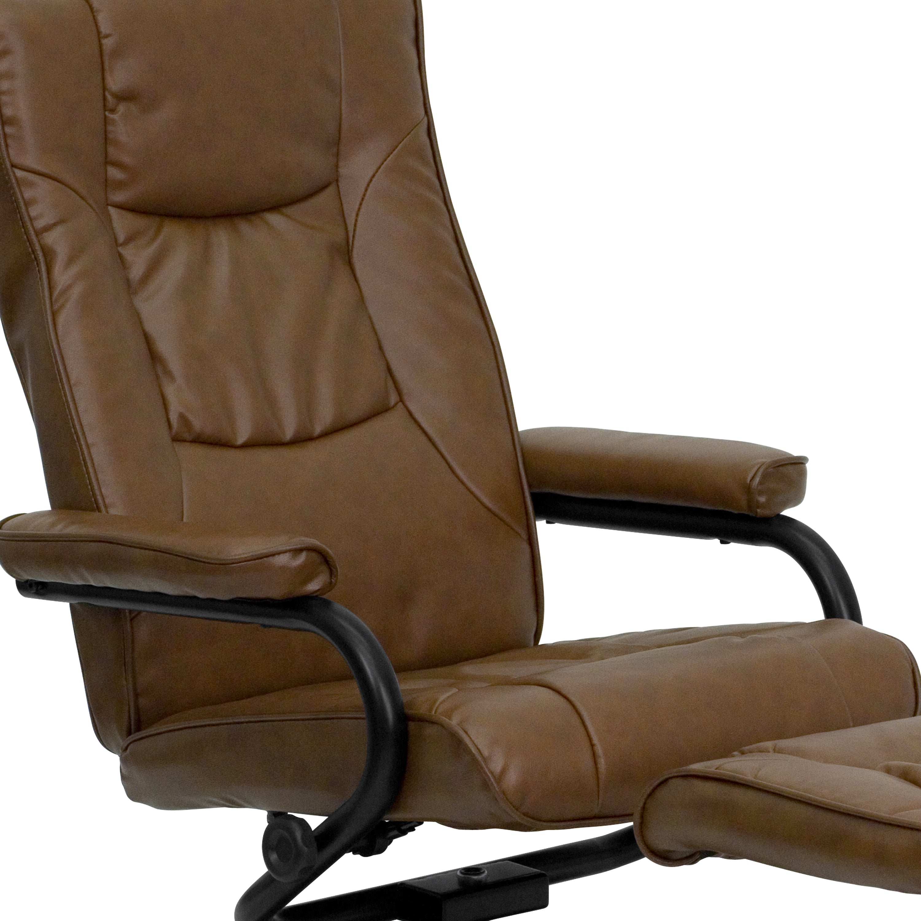 Rachel Contemporary Multi-Position Recliner and Ottoman with Wrapped Base in Palimino LeatherSoft