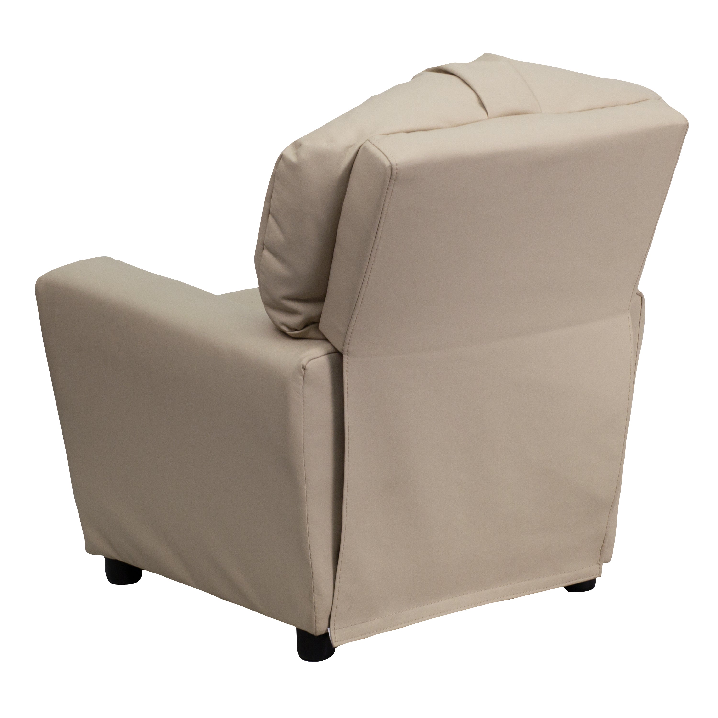 Chandler Contemporary Beige Vinyl Kids Recliner with Cup Holder