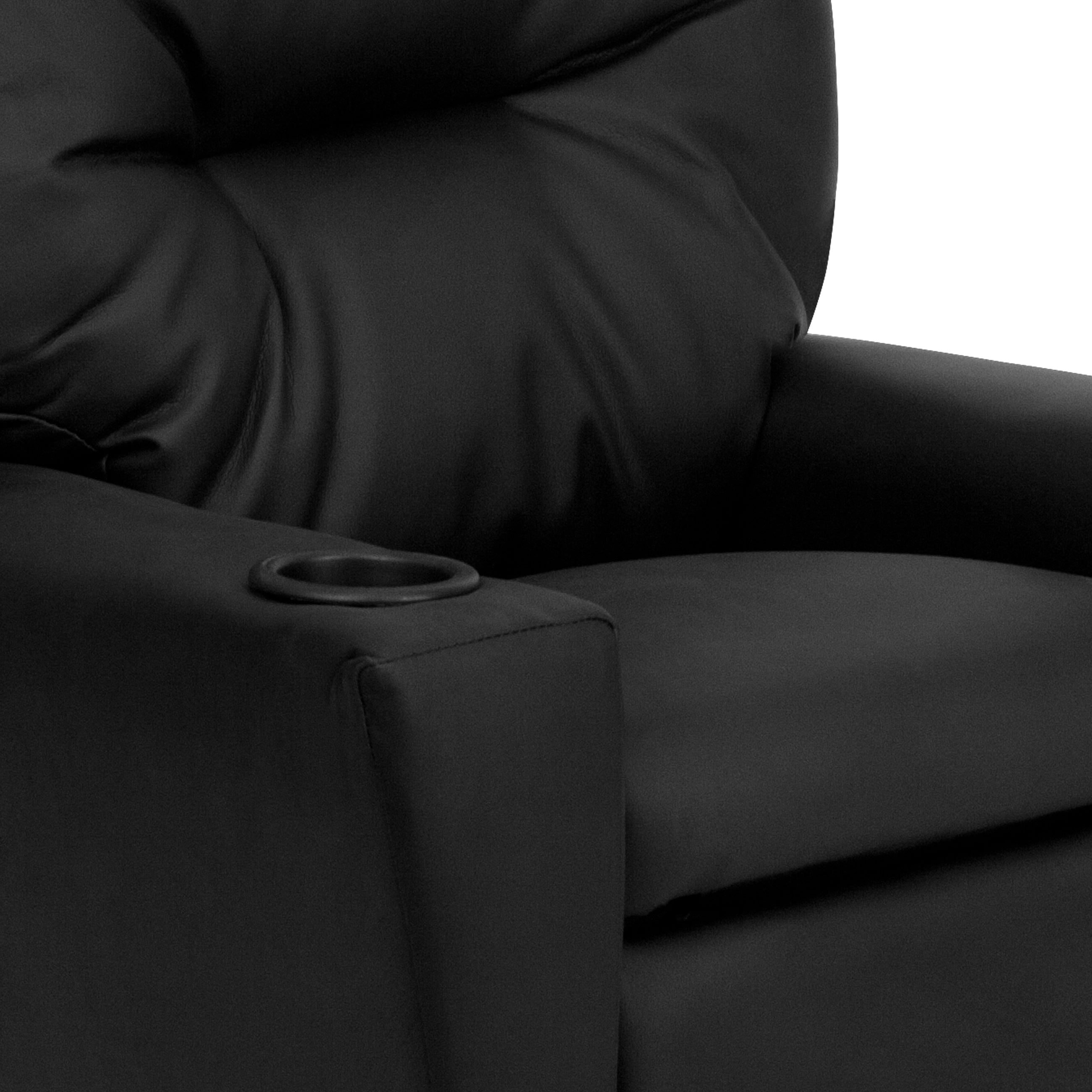 Chandler Contemporary Black LeatherSoft Kids Recliner with Cup Holder