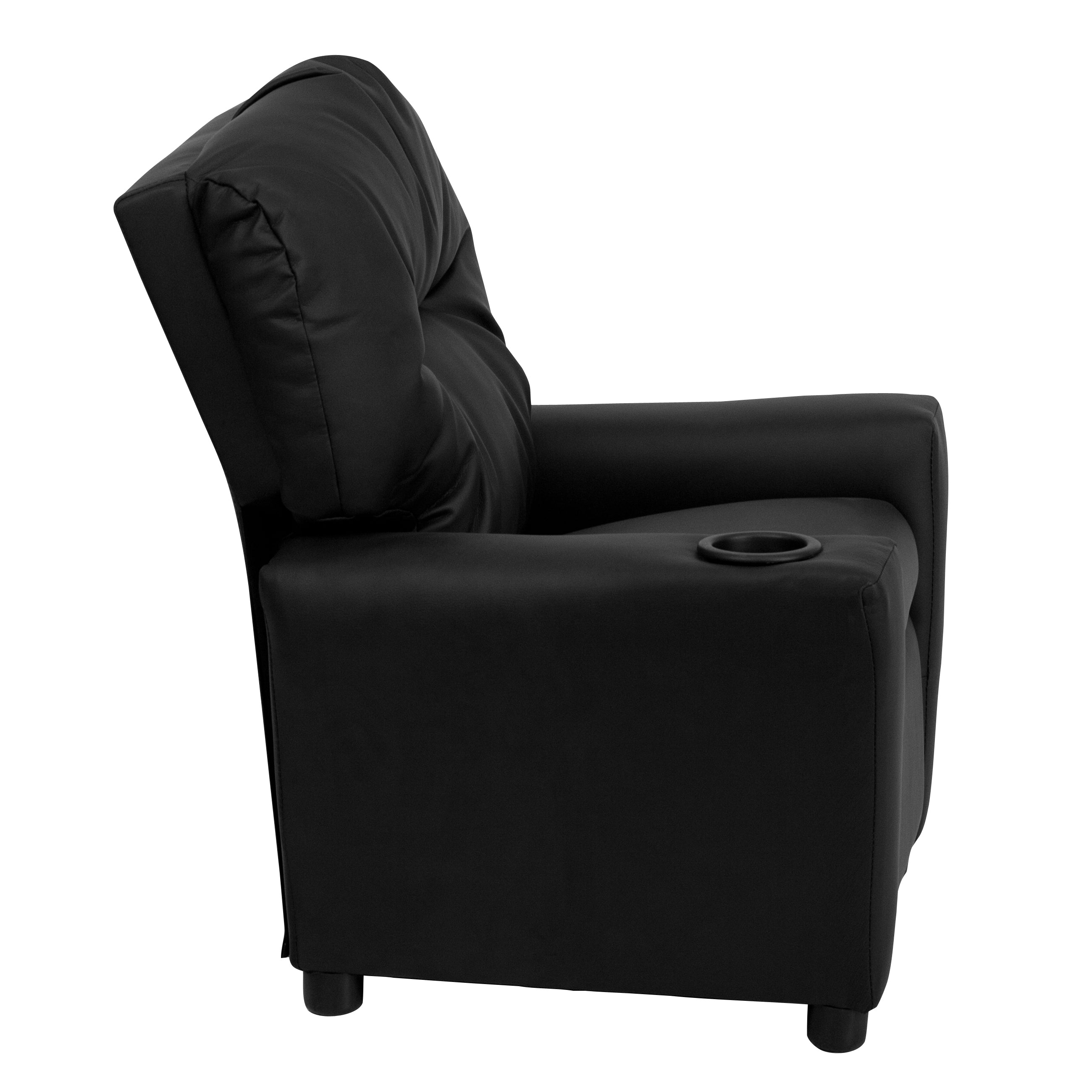 Chandler Contemporary Black LeatherSoft Kids Recliner with Cup Holder
