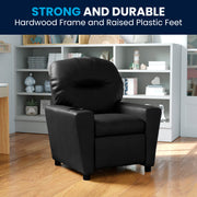 Chandler Contemporary Black LeatherSoft Kids Recliner with Cup Holder