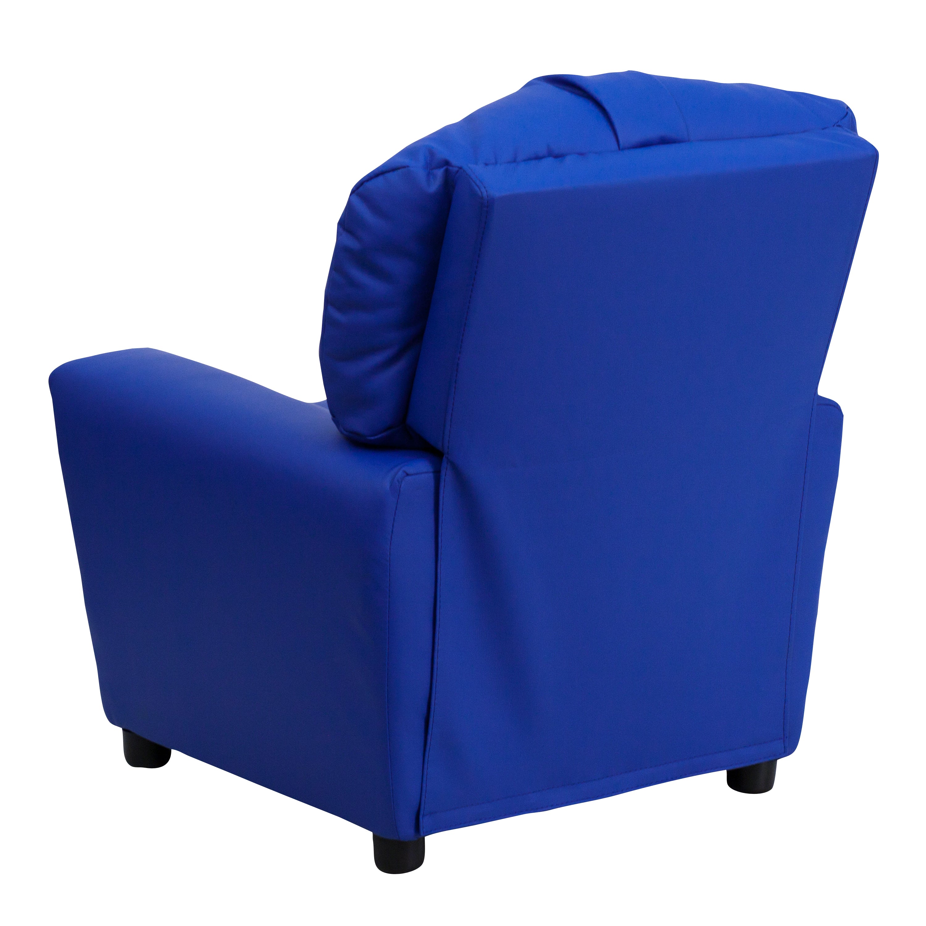 Chandler Contemporary Blue Vinyl Kids Recliner with Cup Holder