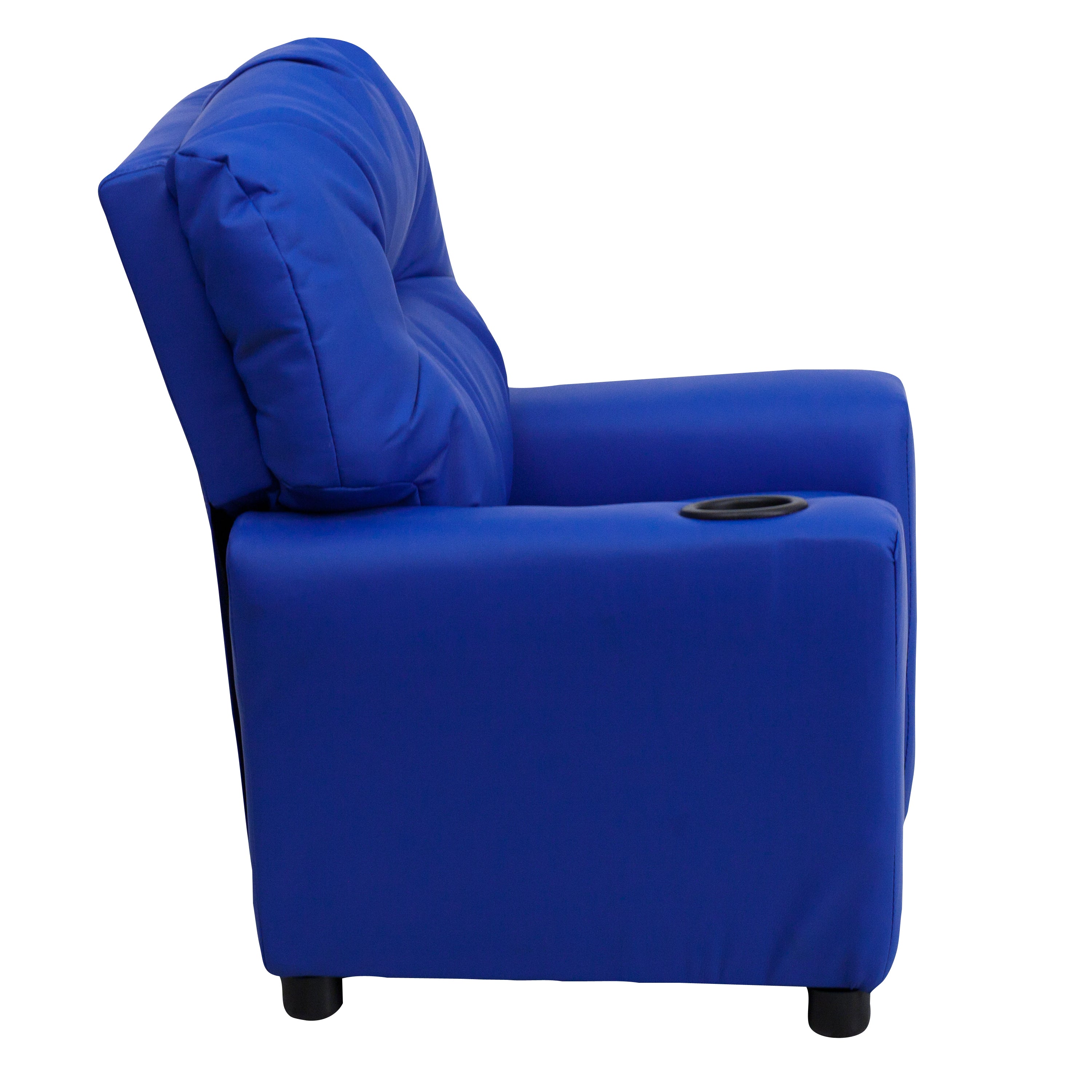 Chandler Contemporary Blue Vinyl Kids Recliner with Cup Holder