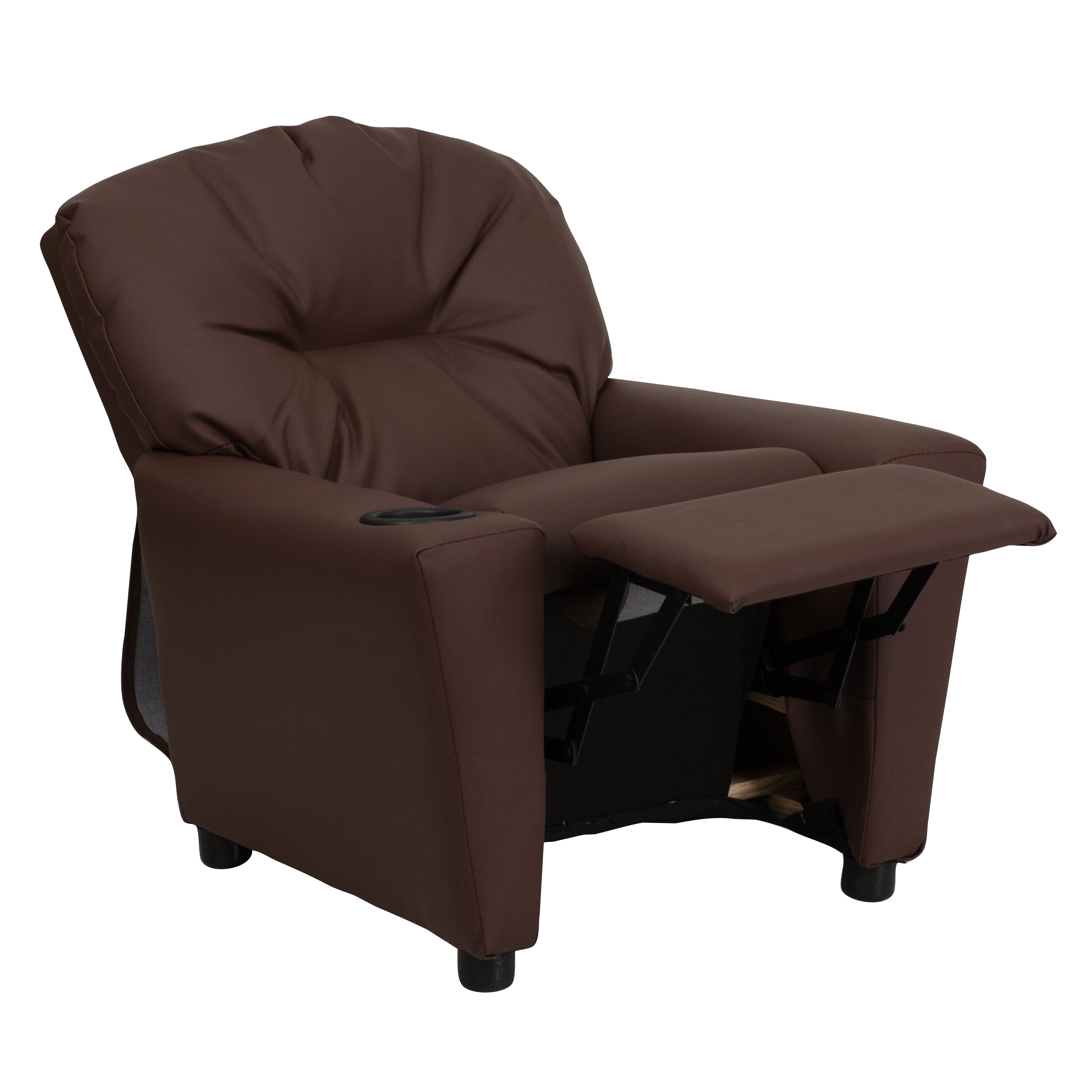 Chandler Contemporary Brown LeatherSoft Kids Recliner with Cup Holder