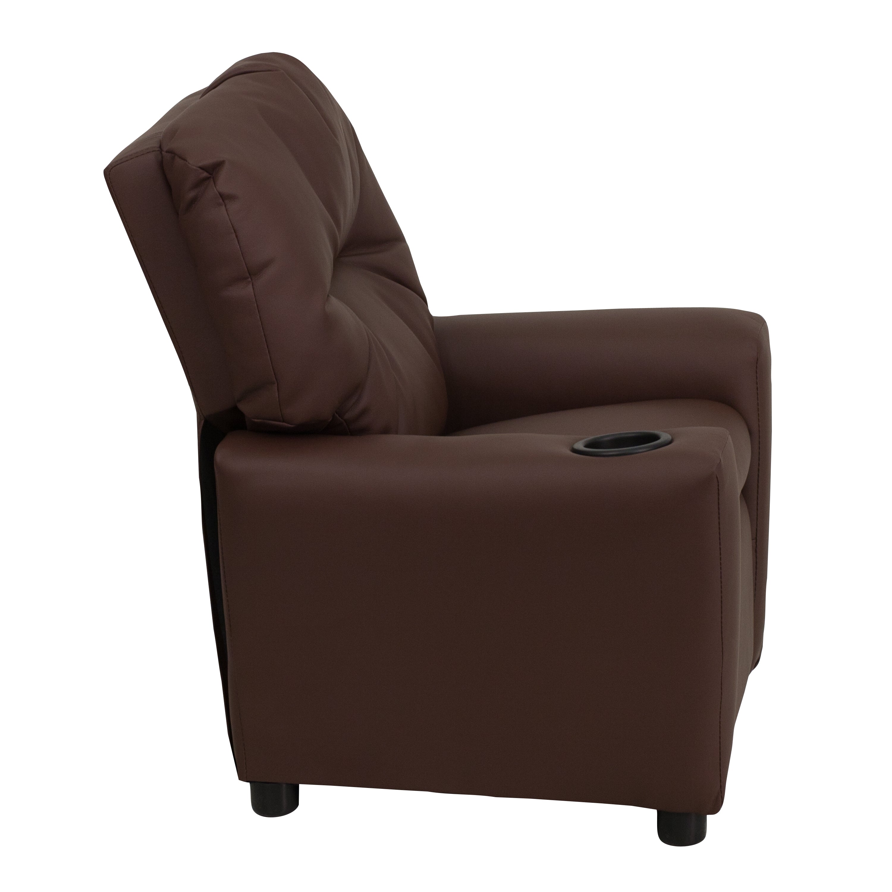 Chandler Contemporary Brown LeatherSoft Kids Recliner with Cup Holder