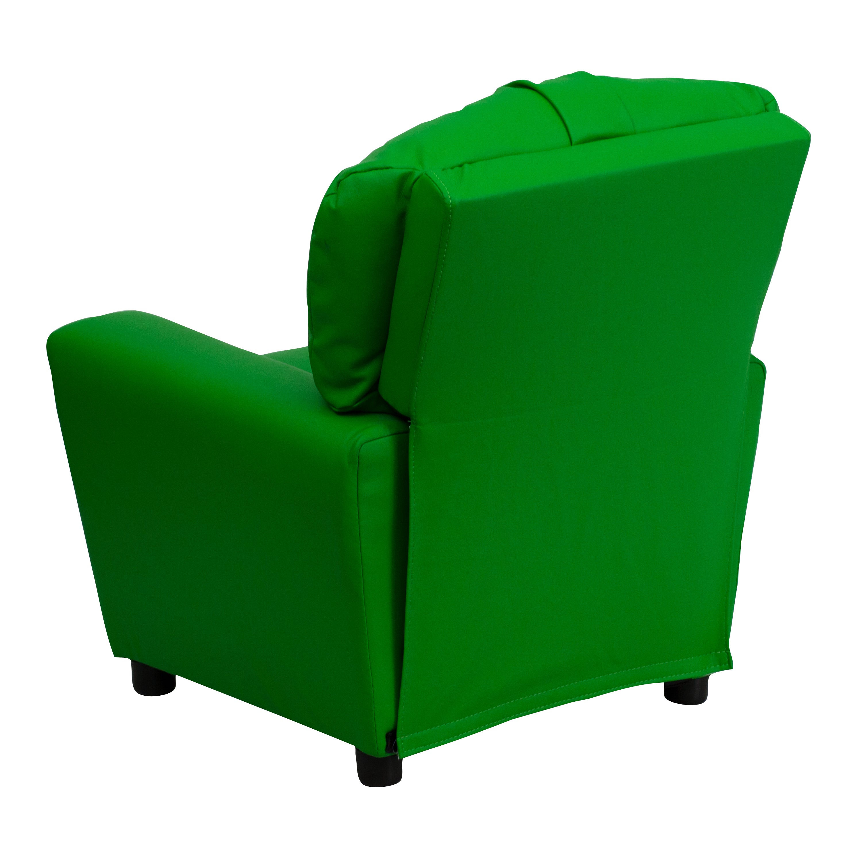 Chandler Contemporary Green Vinyl Kids Recliner with Cup Holder