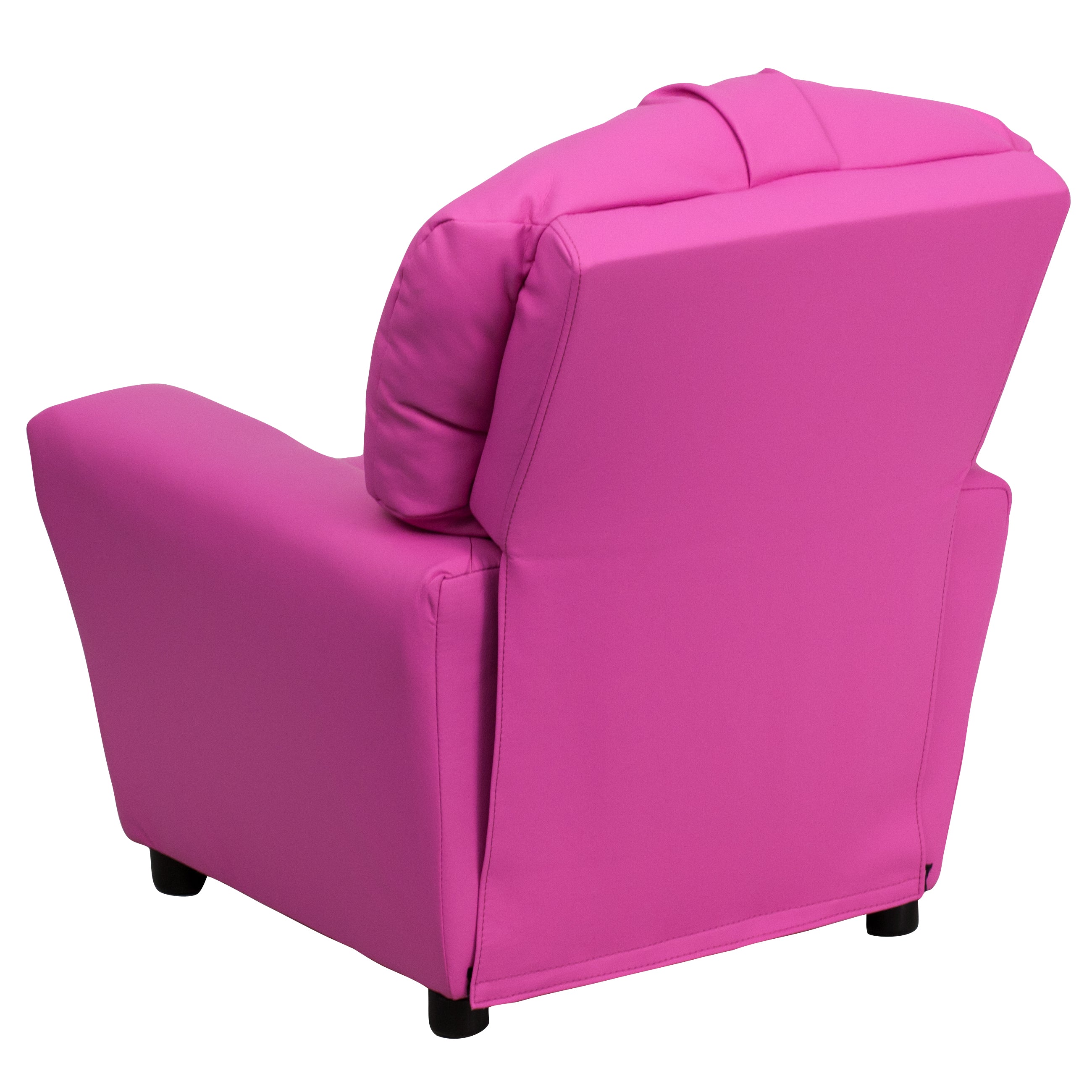 Chandler Contemporary Hot Pink Vinyl Kids Recliner with Cup Holder