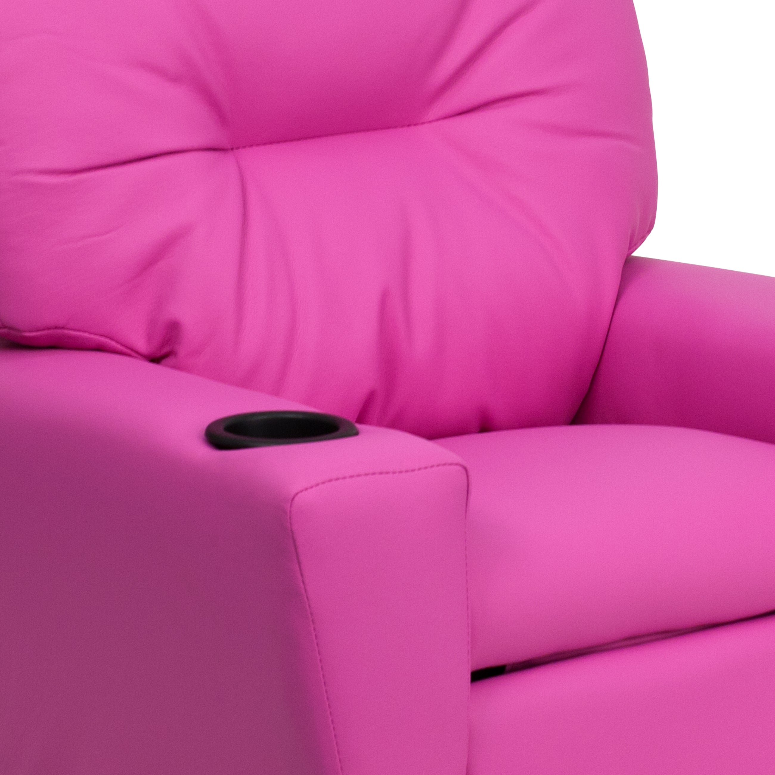 Chandler Contemporary Hot Pink Vinyl Kids Recliner with Cup Holder
