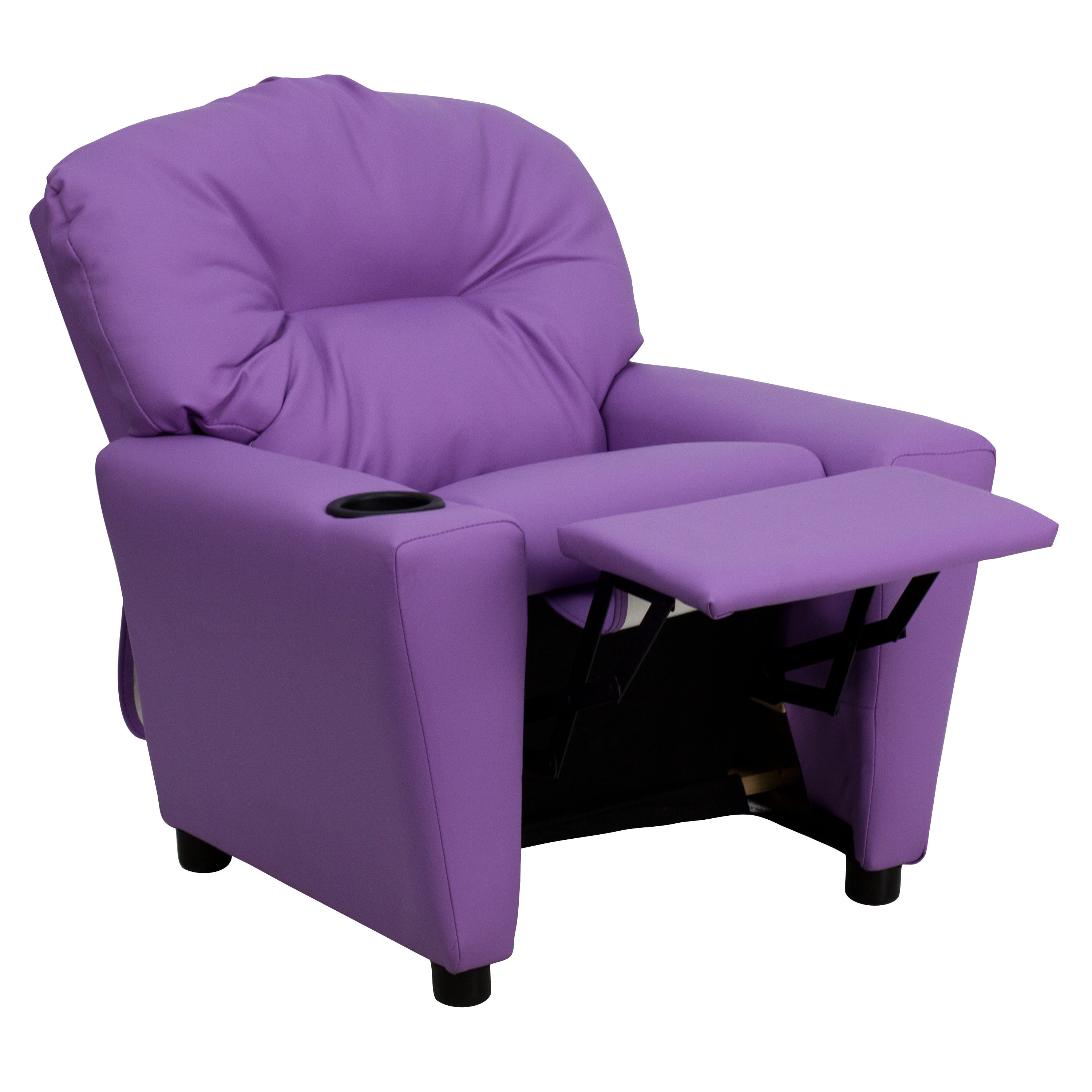Chandler Contemporary Lavender Vinyl Kids Recliner with Cup Holder