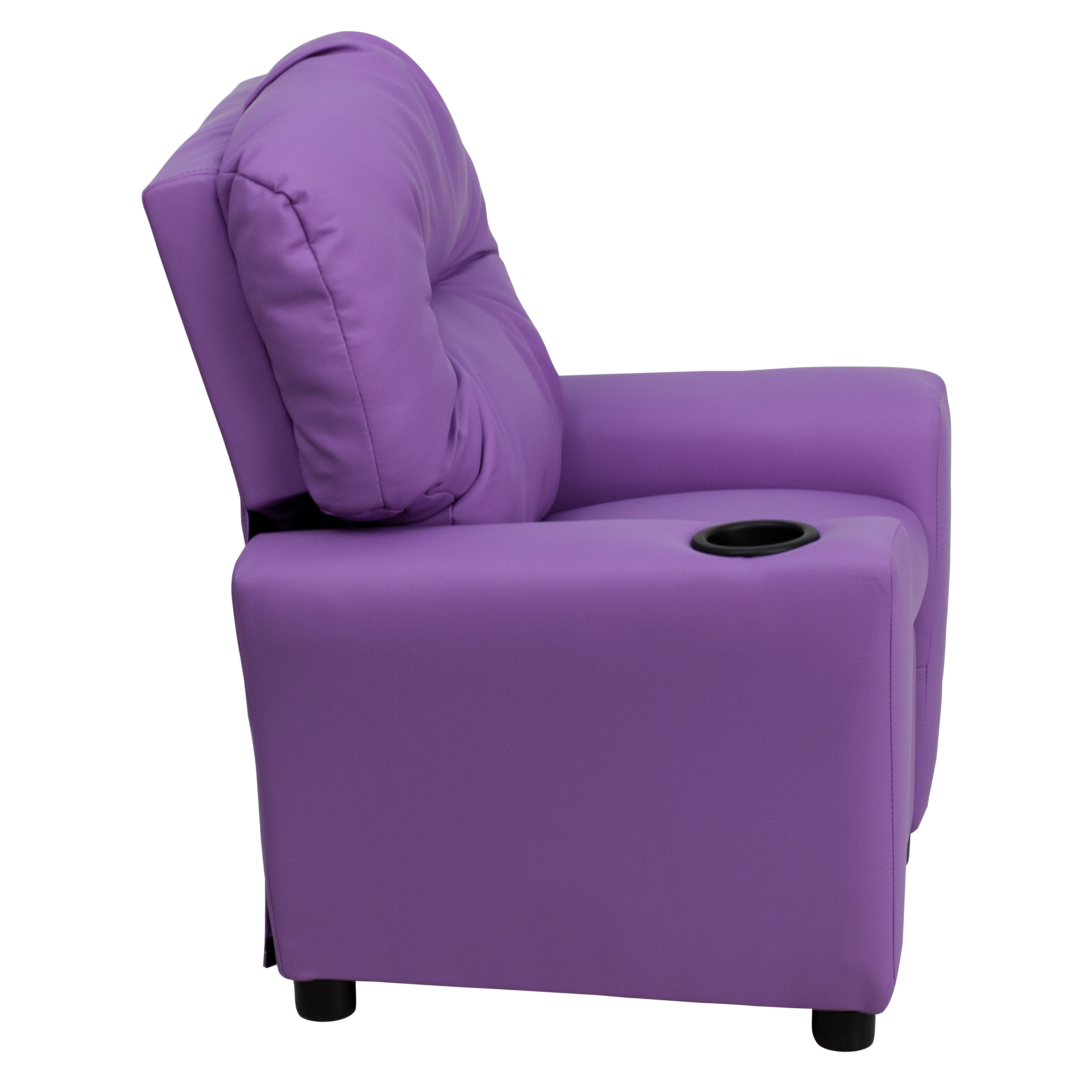 Chandler Contemporary Lavender Vinyl Kids Recliner with Cup Holder