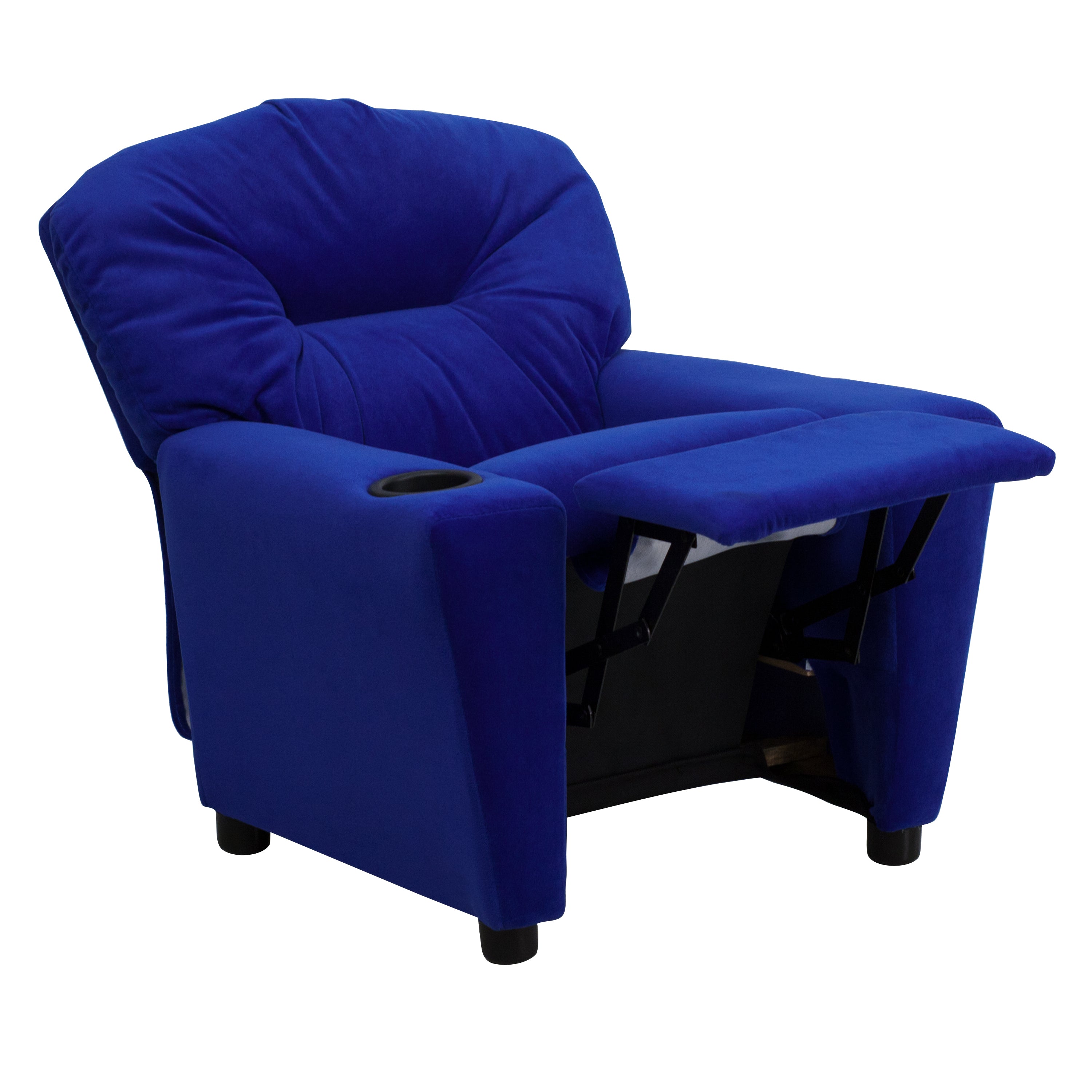 Chandler Contemporary Blue Microfiber Kids Recliner with Cup Holder