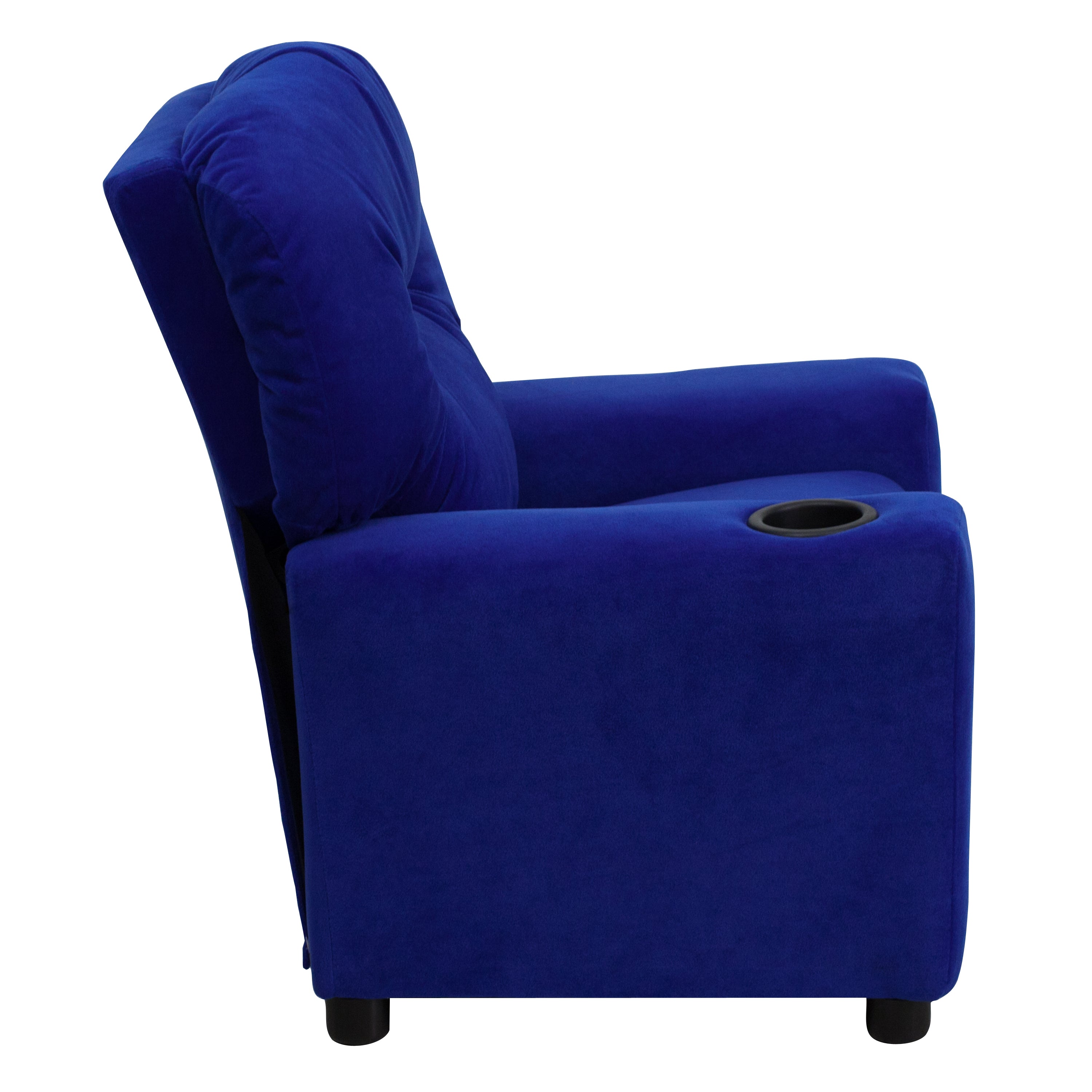 Chandler Contemporary Blue Microfiber Kids Recliner with Cup Holder