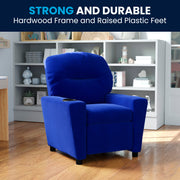 Chandler Contemporary Blue Microfiber Kids Recliner with Cup Holder