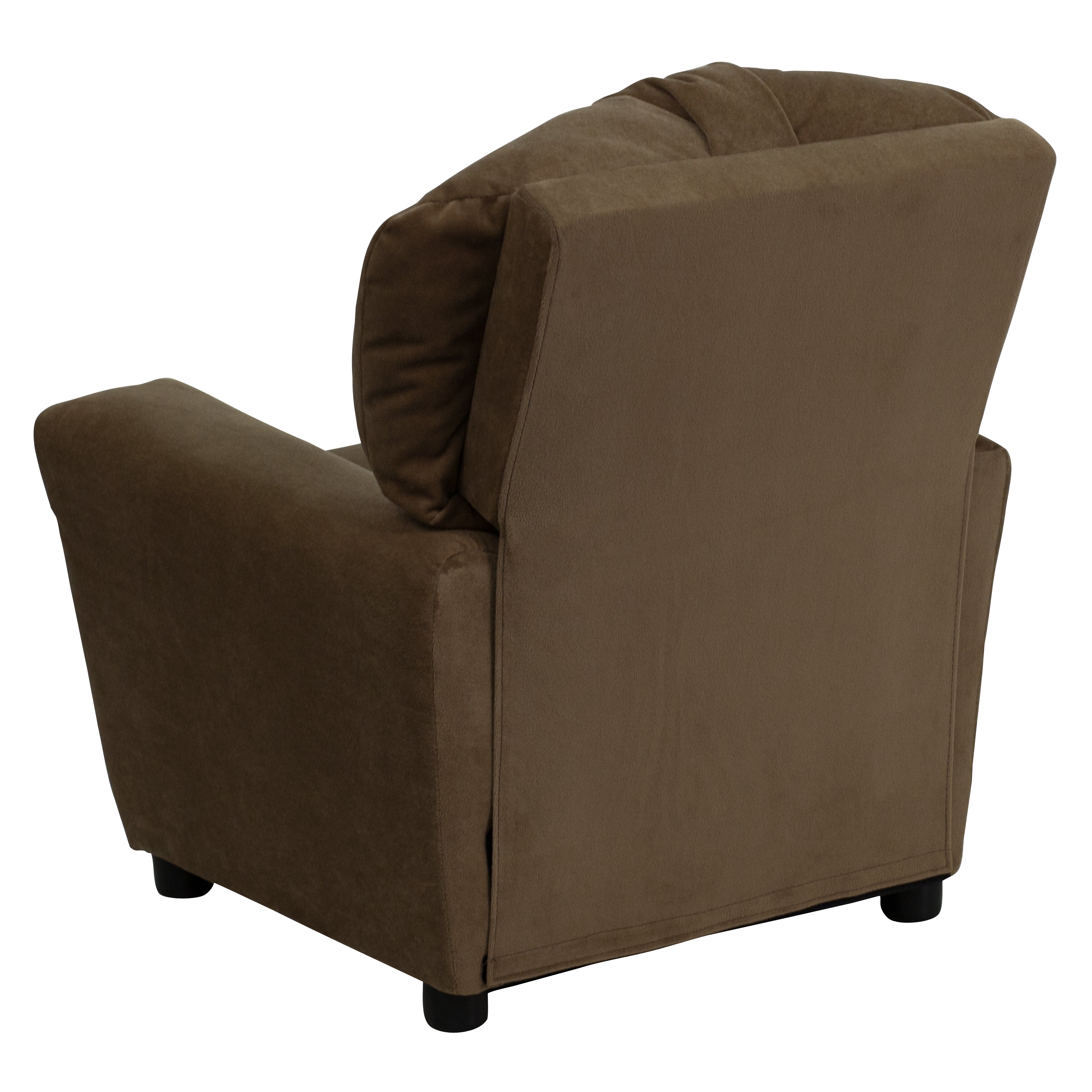 Chandler Contemporary Brown Microfiber Kids Recliner with Cup Holder