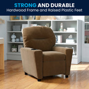 Chandler Contemporary Brown Microfiber Kids Recliner with Cup Holder