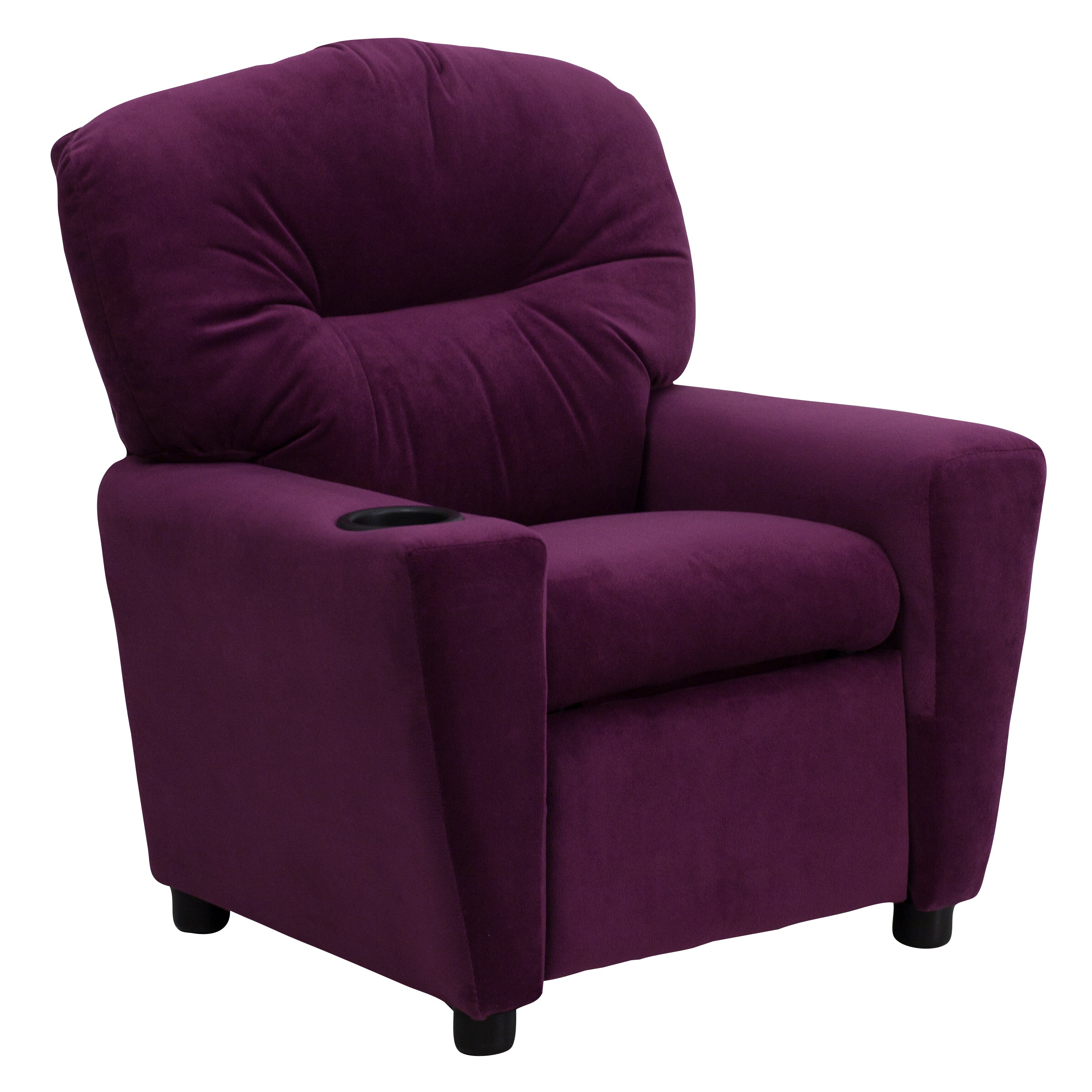 Chandler Contemporary Purple Microfiber Kids Recliner with Cup Holder